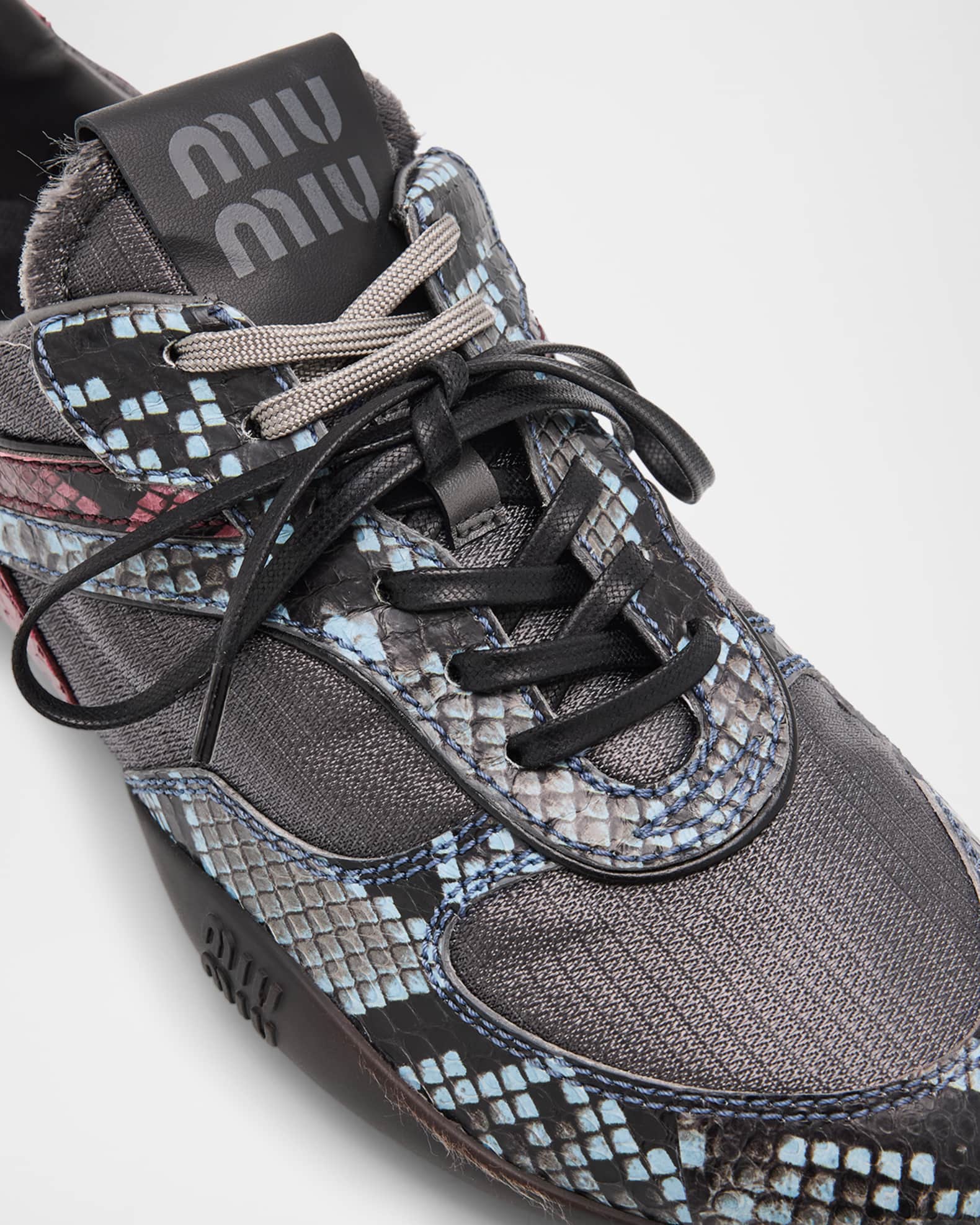 Miu Miu Gymnasium Technical Fabric and Python Low-Top