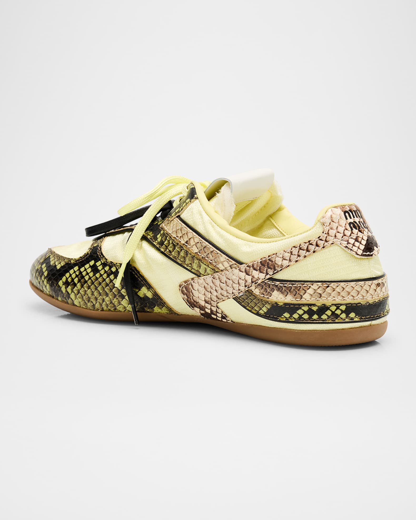 Miu Miu Gymnasium Technical Fabric and Python Low-Top Sneakers