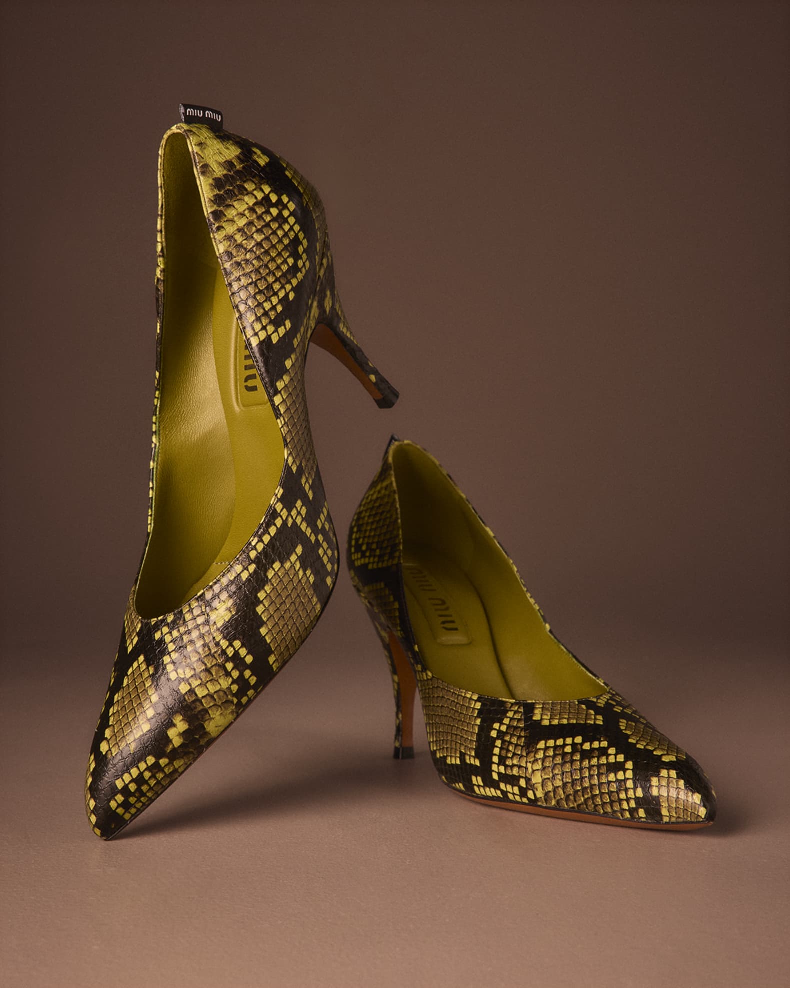 Miu Miu Python-Printed Leather Pumps | Neiman Marcus