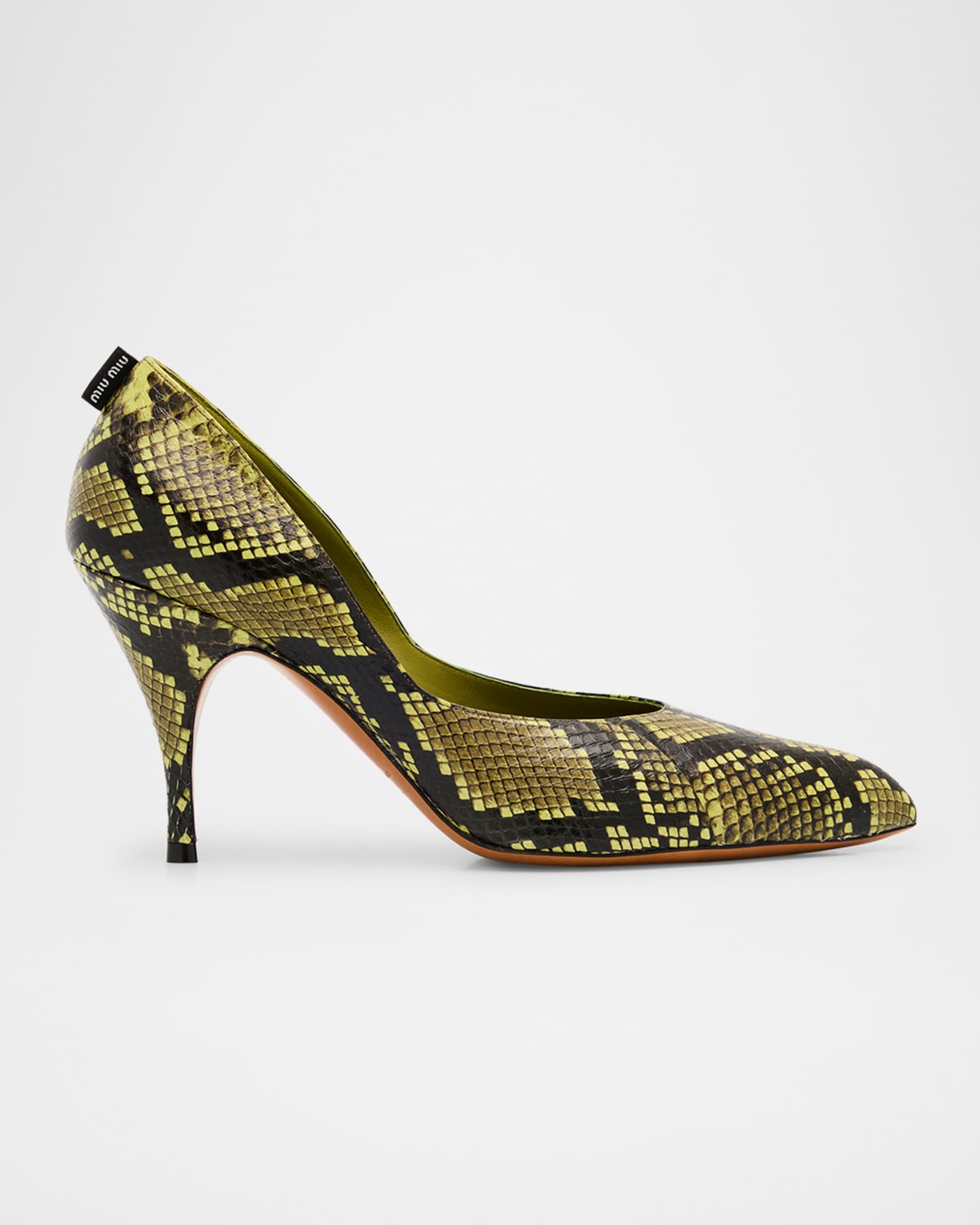 バレエ MIU MIU PYTHON LEATHER BALLET SHOES Miu Miu Brown Pink Leather Python Embossed Ombre Ballet