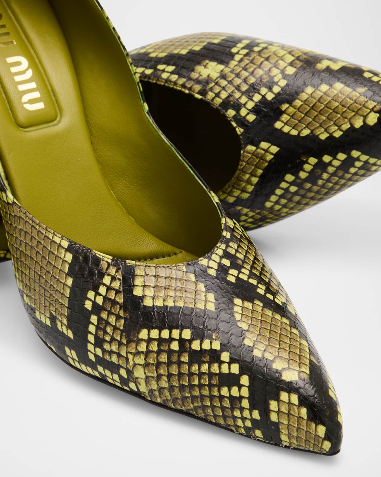 バレエ MIU MIU PYTHON LEATHER BALLET SHOES Miu Miu Python Bow Open Toe Ballet Flats Size 37.5 Miu Miu | TLC