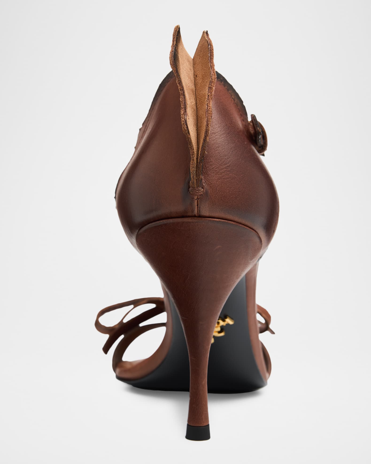 Prada 85mm Distressed Leather Bow Sandals | Neiman Marcus