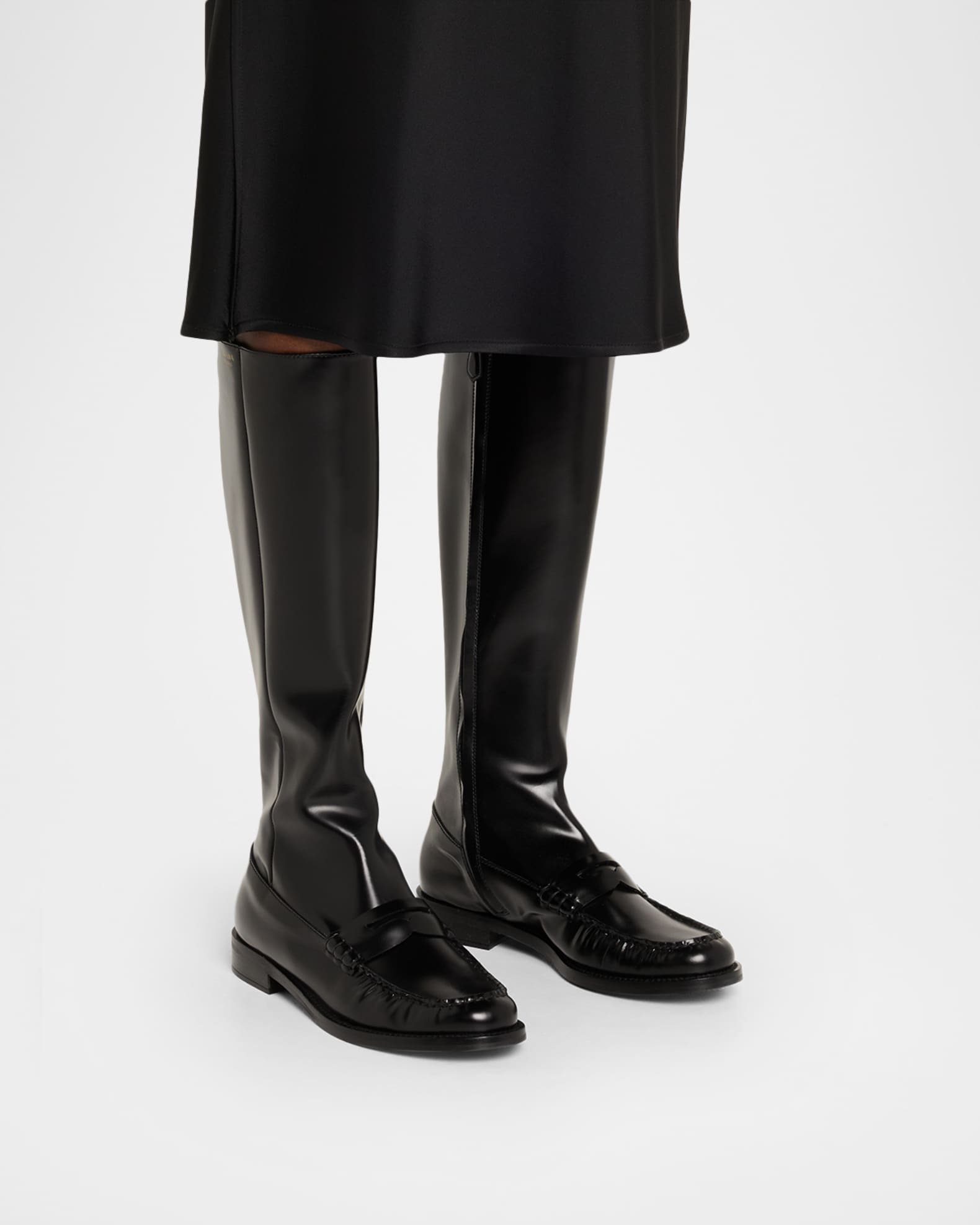 Prada Spazzolato Leather Knee-High Boots | Neiman Marcus