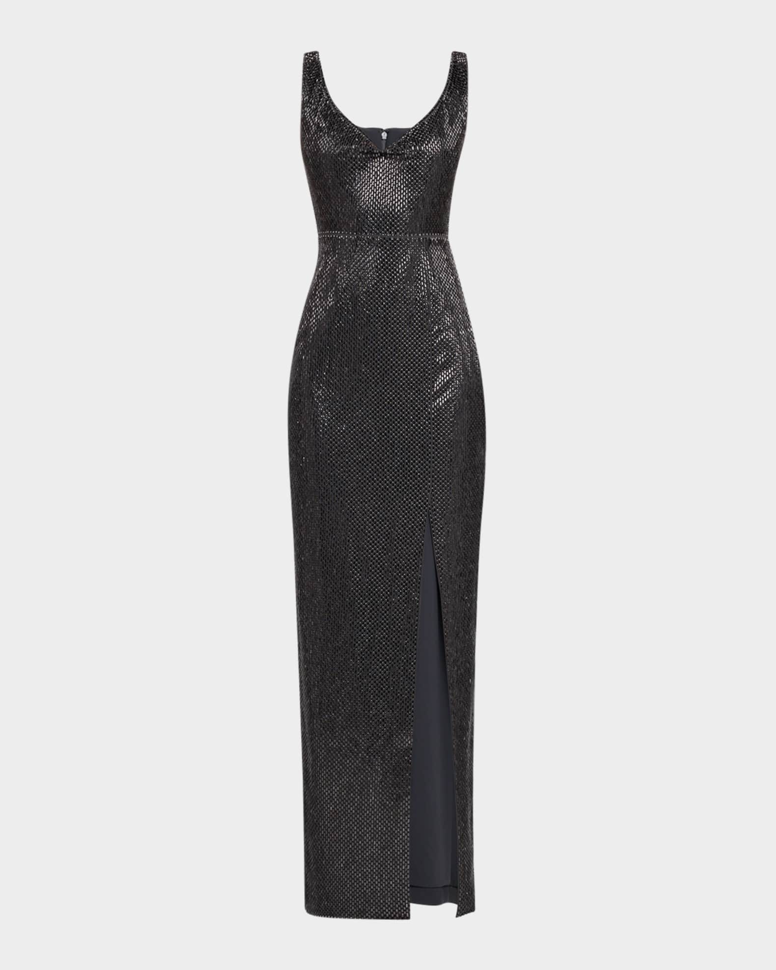 Roland Mouret V-Neck Diamante Crepe Sleeveless Gown, Grey, Women's, 12, Evening Formal Gala Gowns Mother of the Bride Groom Sleeveless Gowns