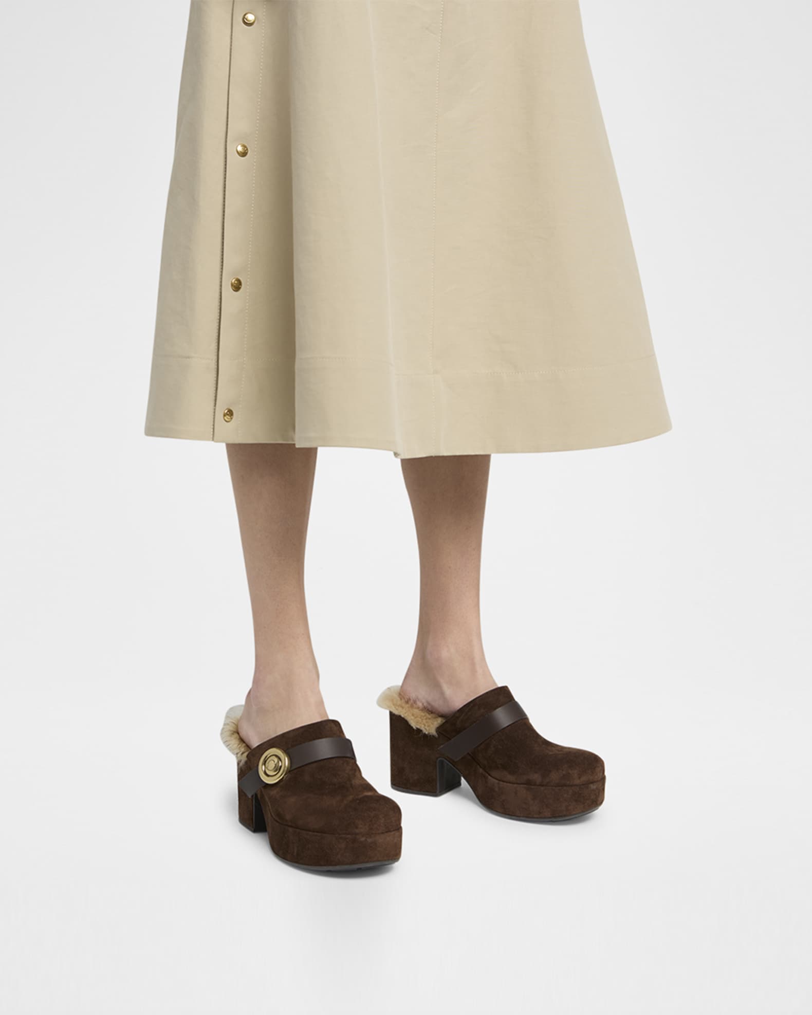 Amalia Shearling-Lined Suede Mules 1