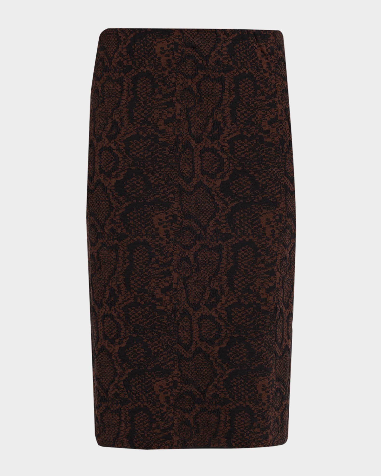 Textured Snake Jacquard Pencil Skirt 0