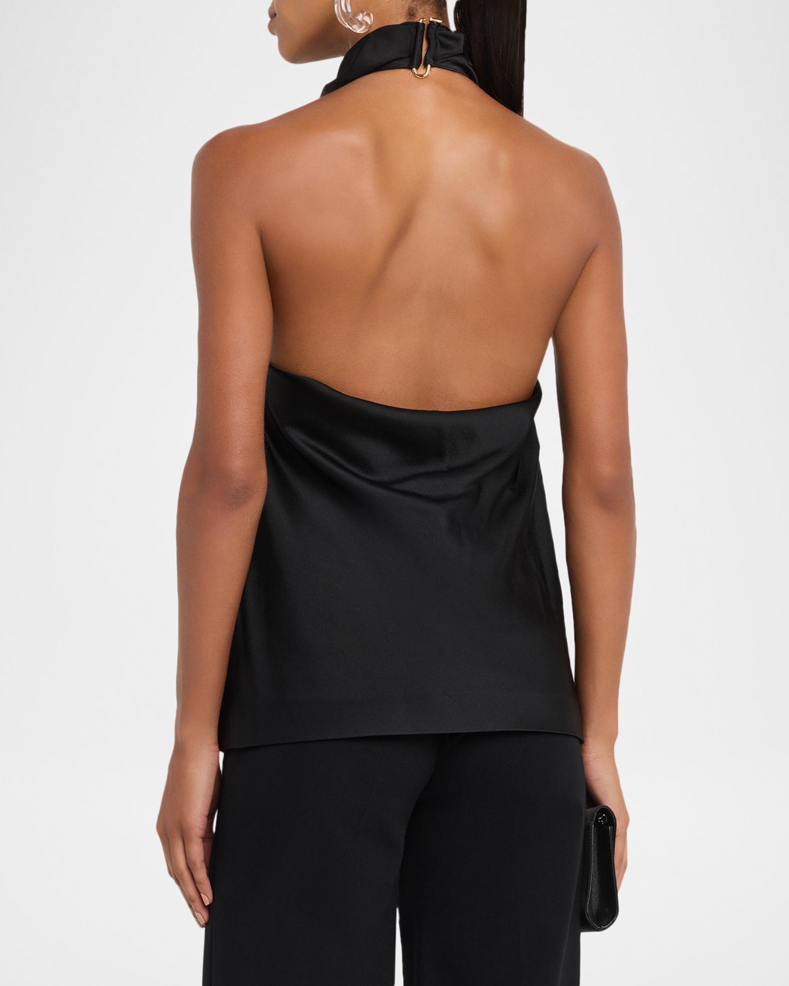 Stella McCartney Satin Backless Cowl Halter Top | Neiman Marcus