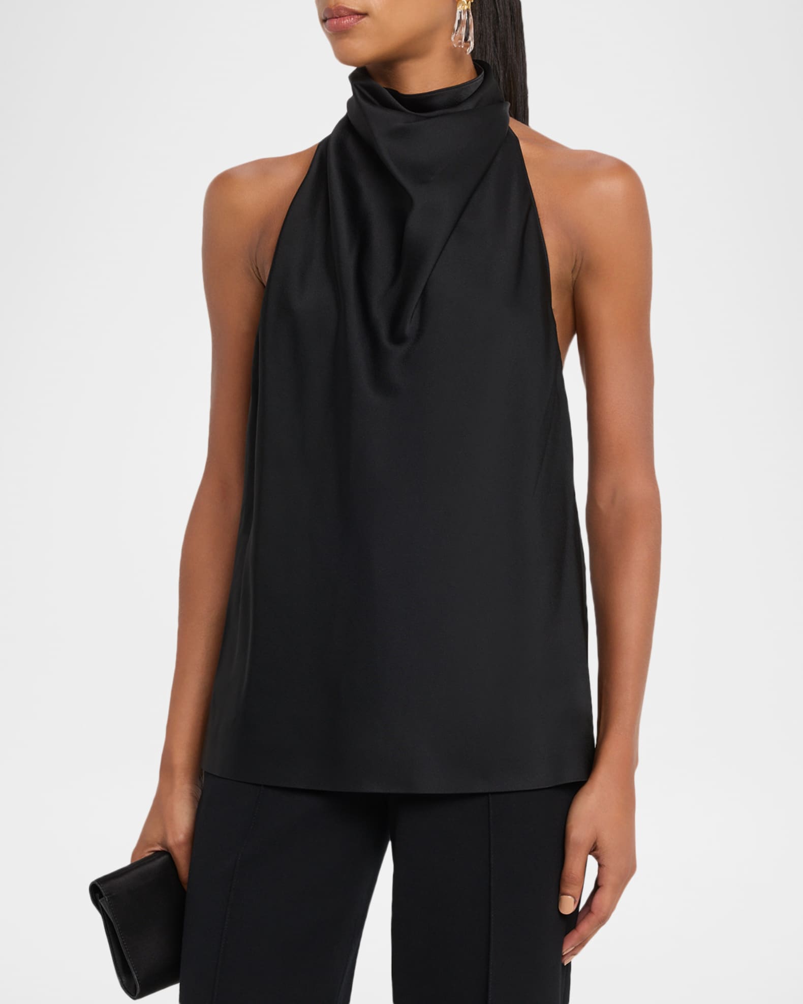 Stella McCartney Satin Backless Cowl Halter Top | Neiman Marcus