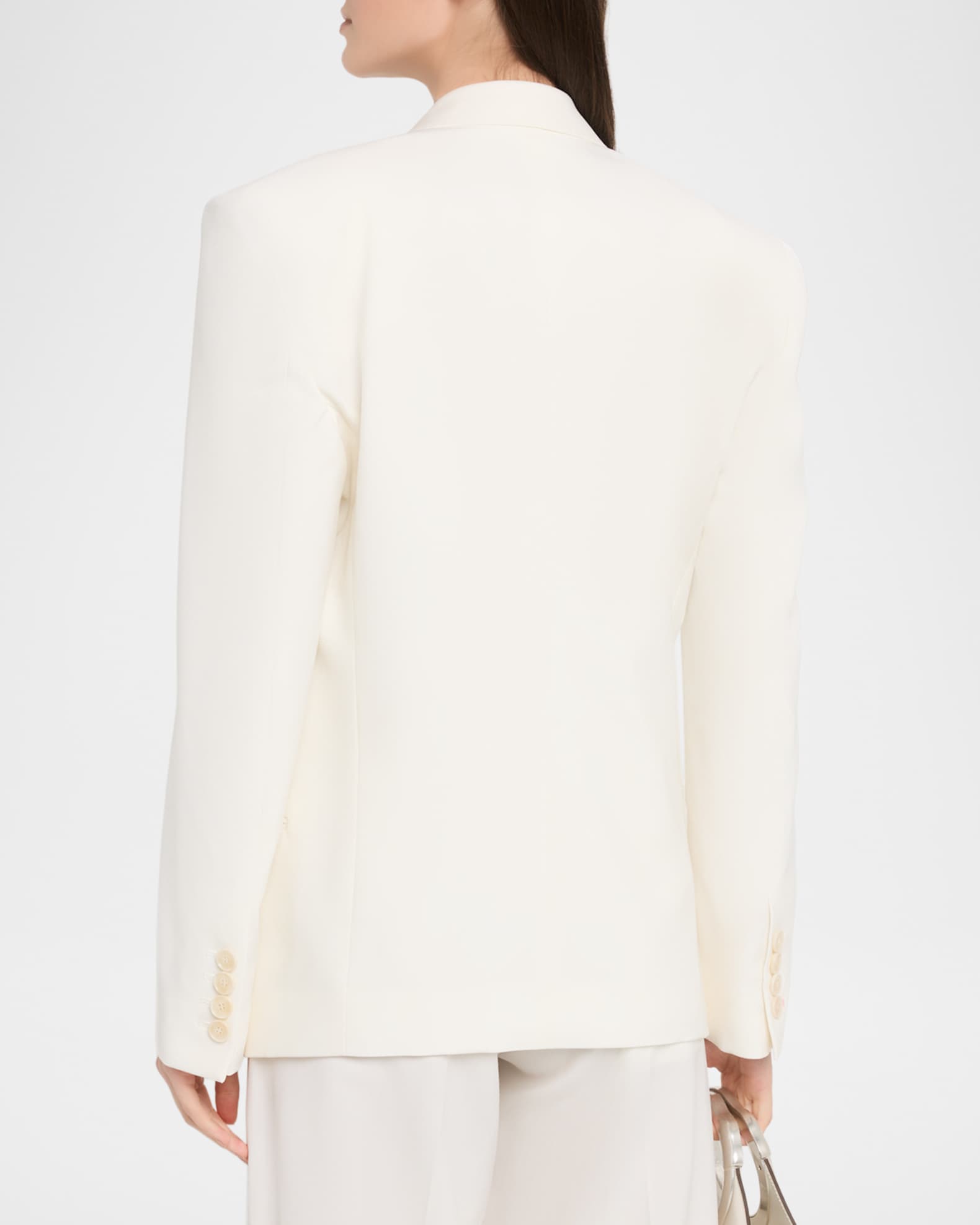 Stella McCartney Double-Breasted Wool Canvas Tuxedo Blazer