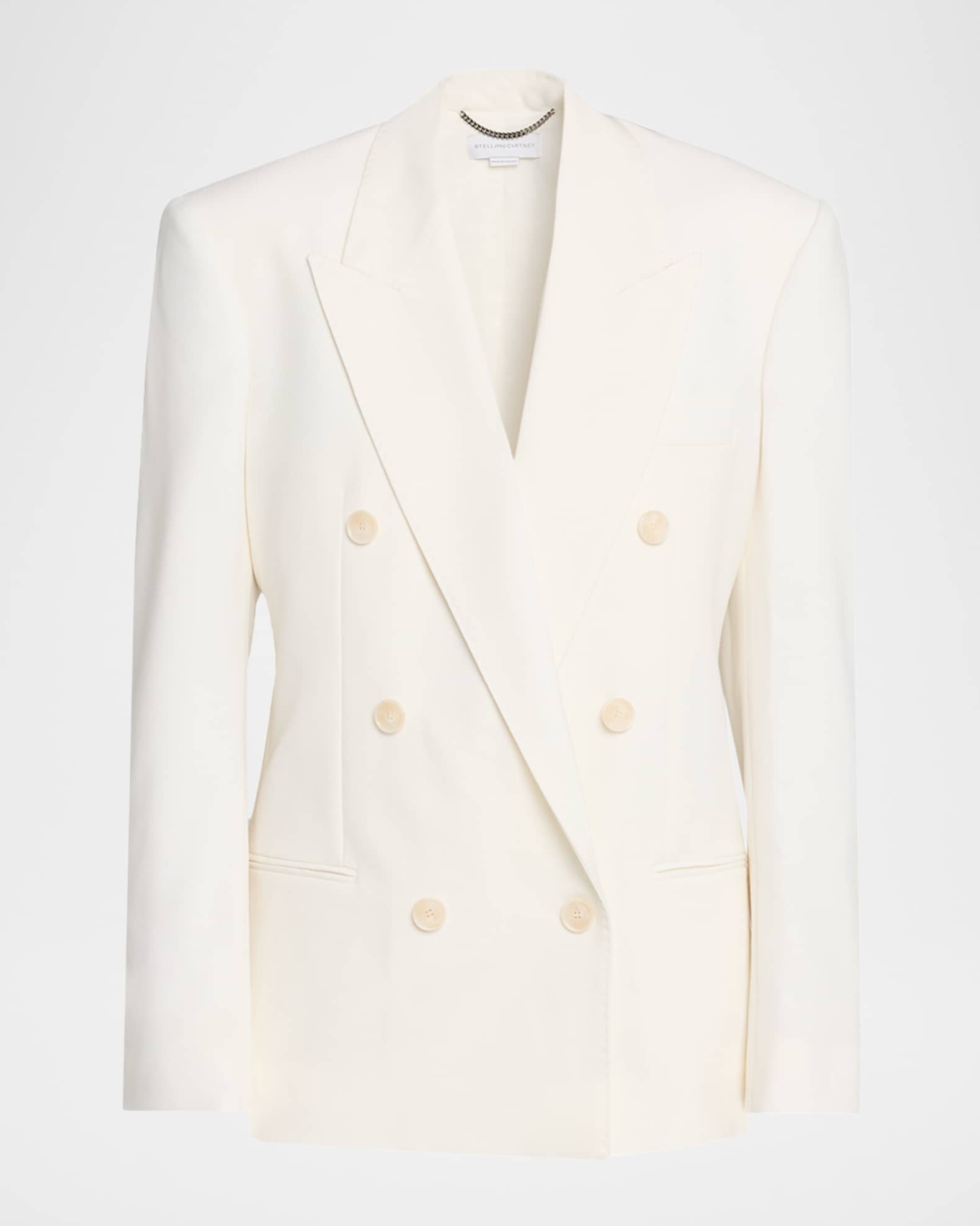Stella McCartney Double-Breasted Wool Canvas Tuxedo Blazer