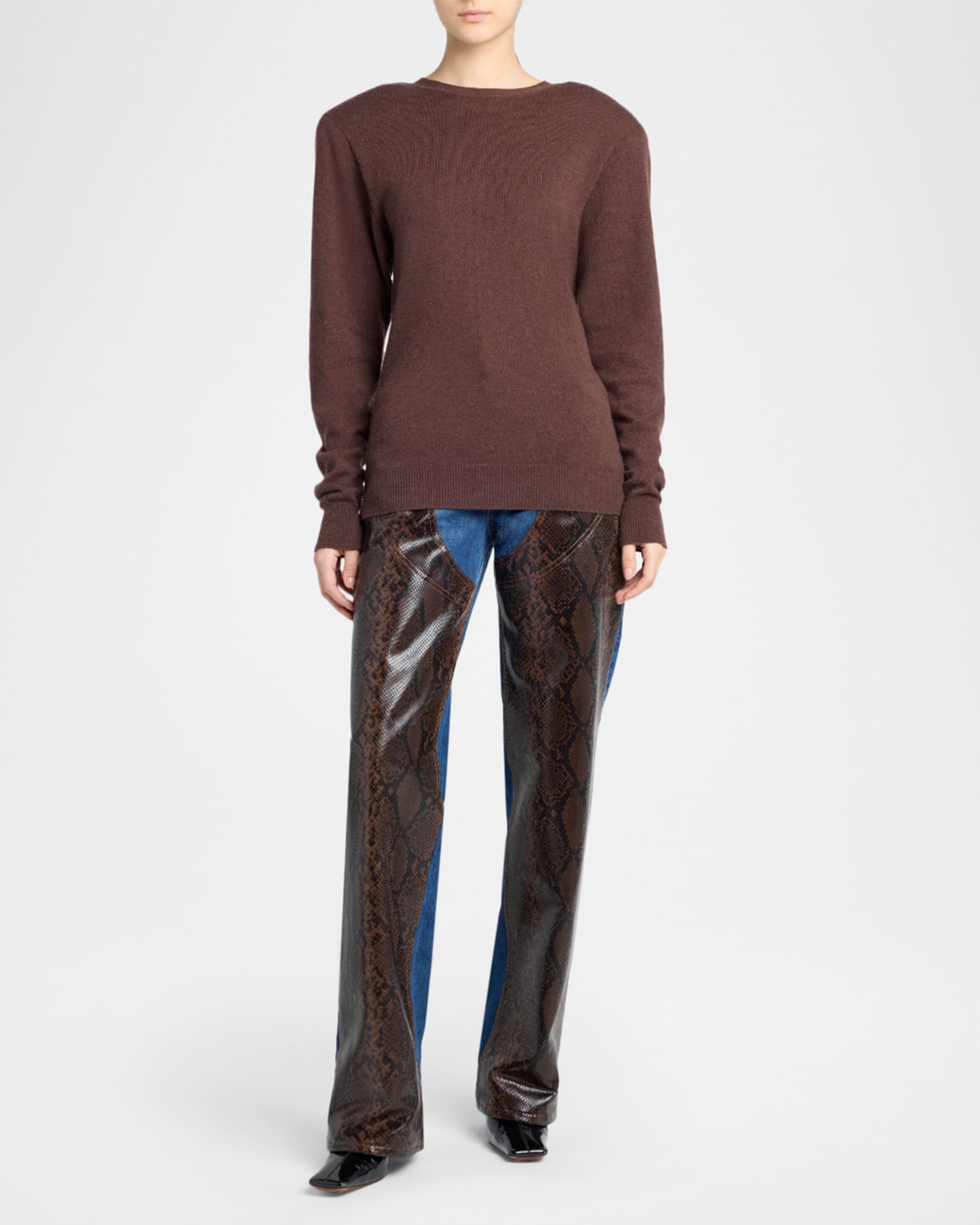 Stella McCartney Snake Panel Vegan Leather Chaps Denim Jeans
