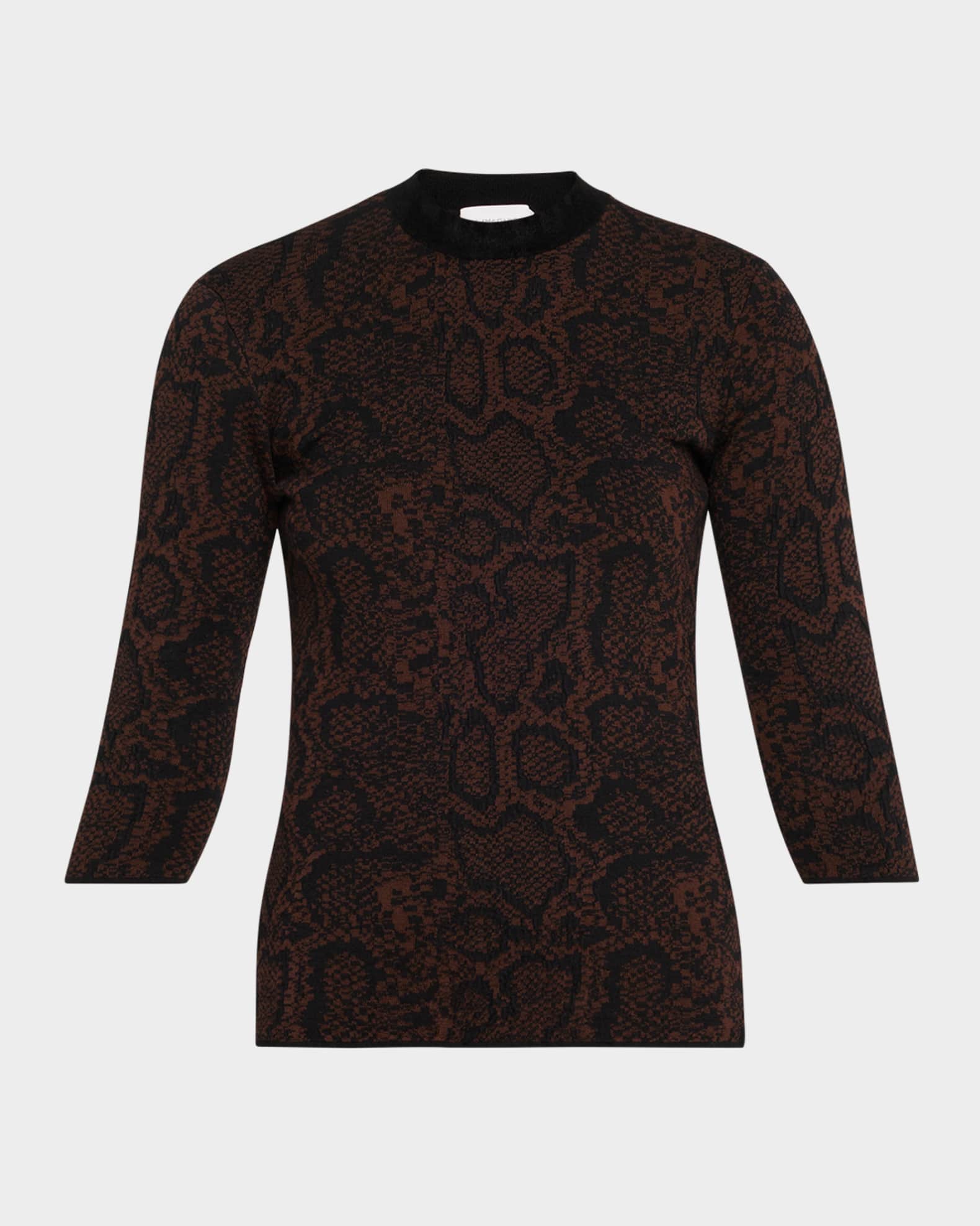 Textured Snake Jacquard Elbow-Sleeve Top 0