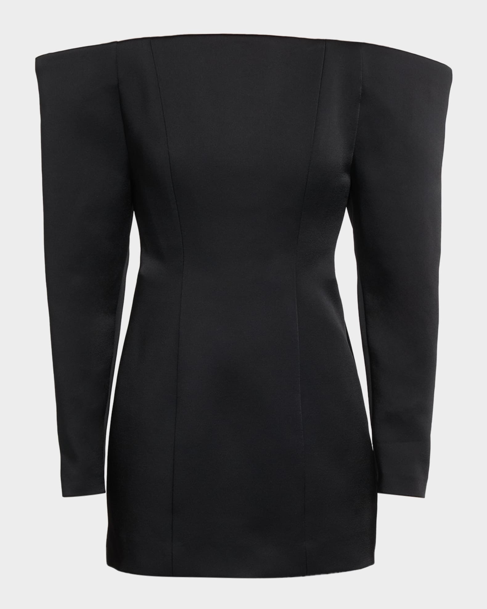 black long sleeve satin mini dress Long Sleeve Open Back Mini Dress in Black – Jenna by Lezat main image 1