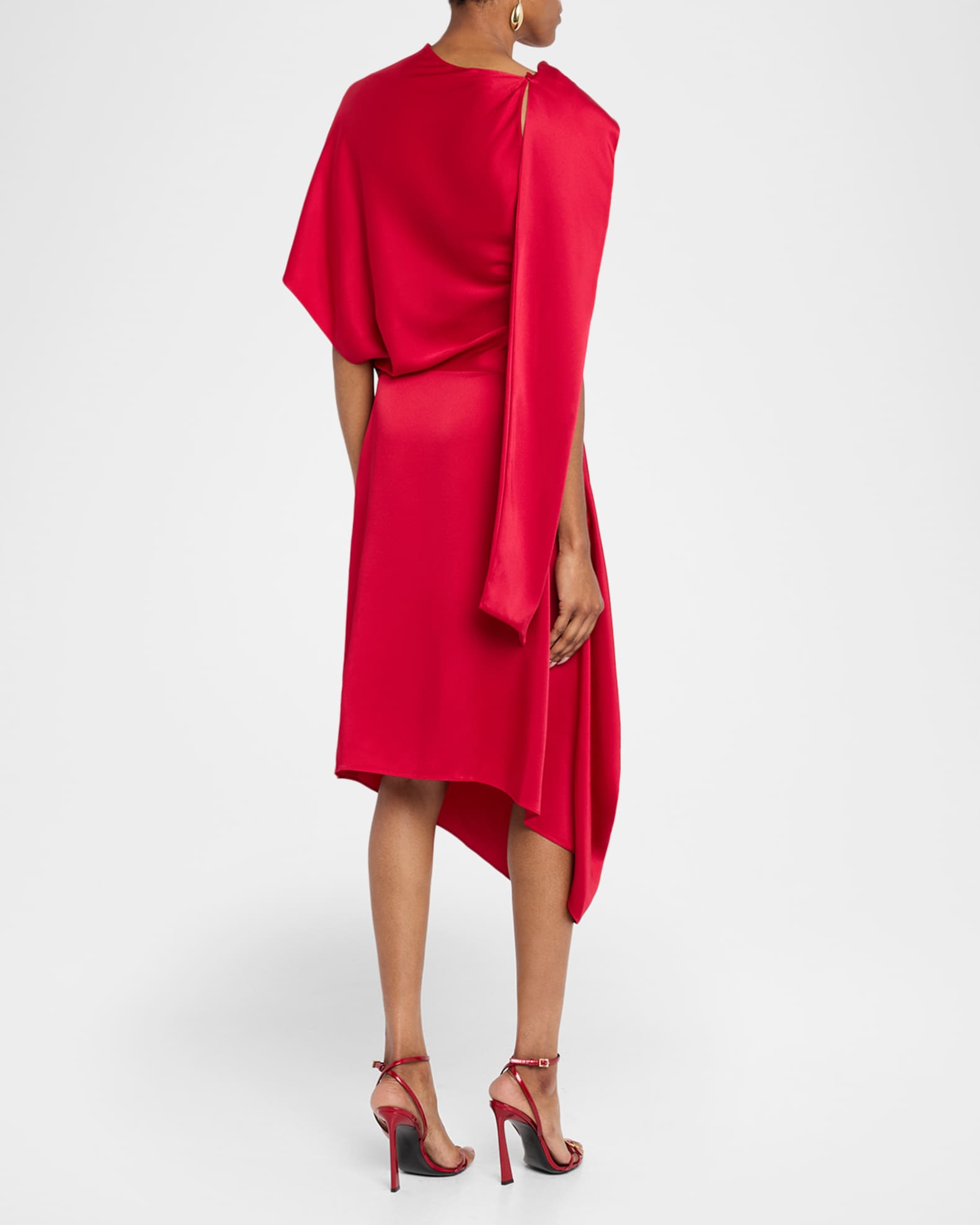 Stella McCartney Satin Asymmetric Midi Dress | Neiman Marcus