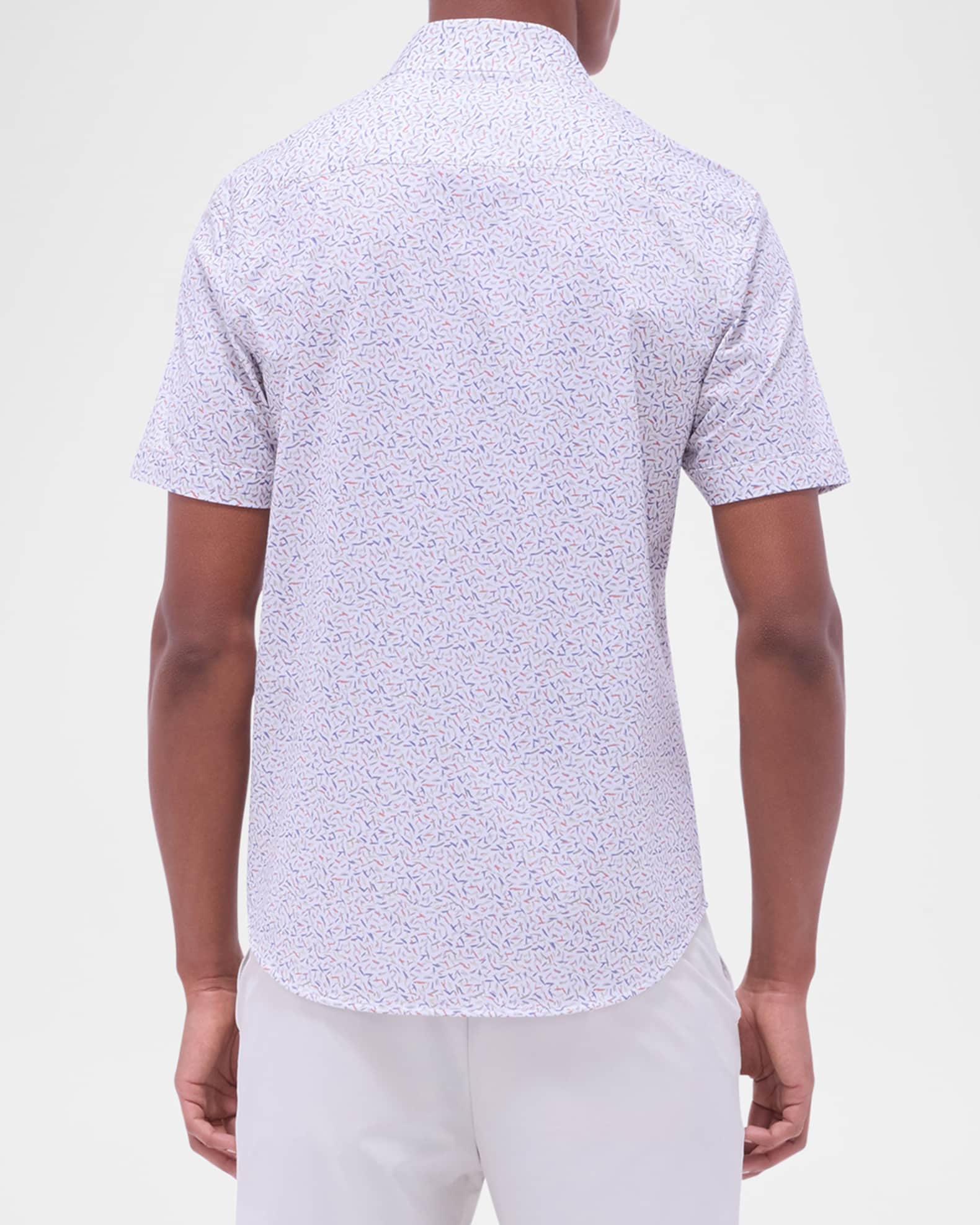 Bugatchi - OoohCotton® Geometric Long-Sleeve Shirt - White main image 1