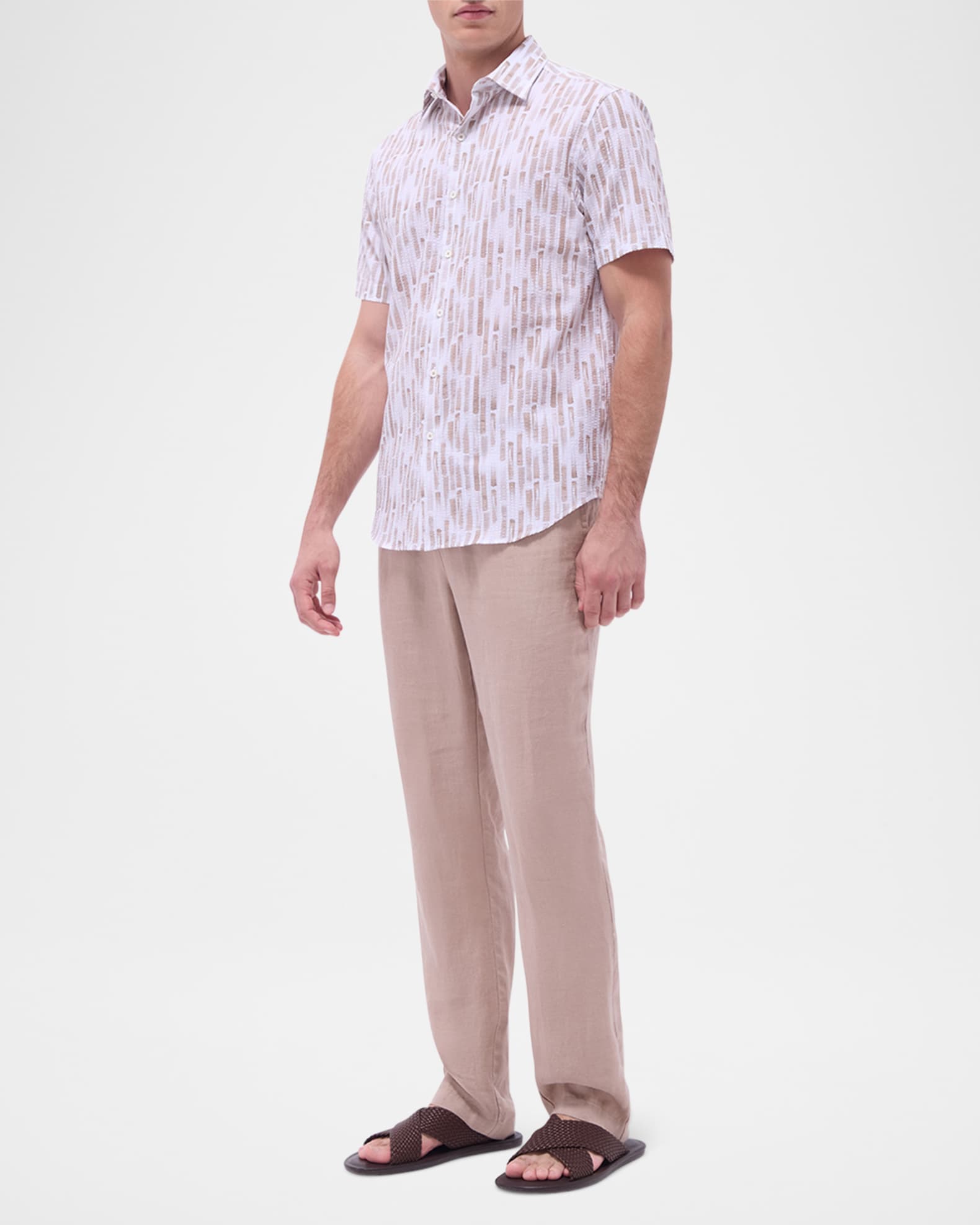 Men's Orson Seersucker Geometric Short-Sleeve Shirt 1