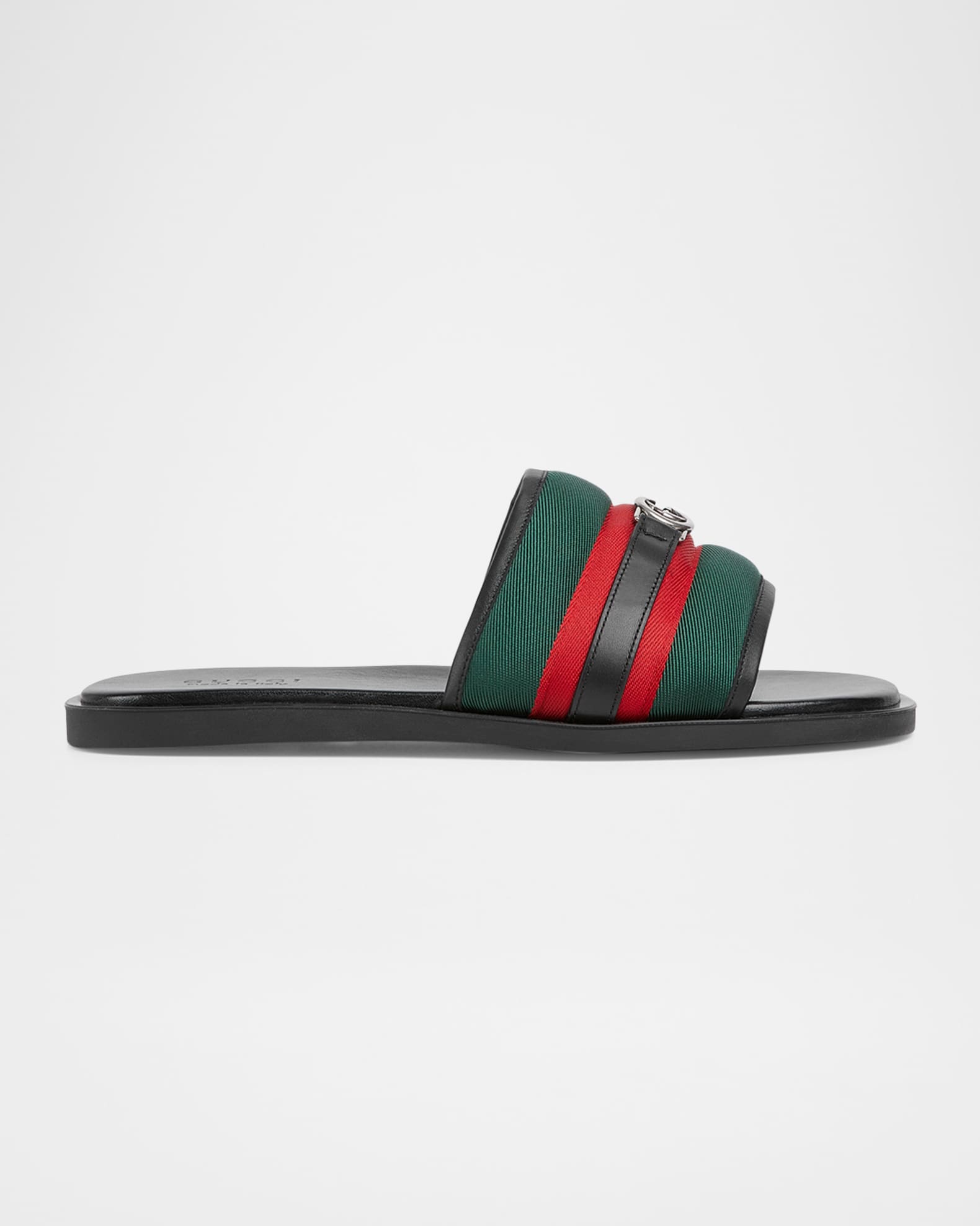 Gucci Men's Maverik Web Slide Sandals with Interlocking G Neiman