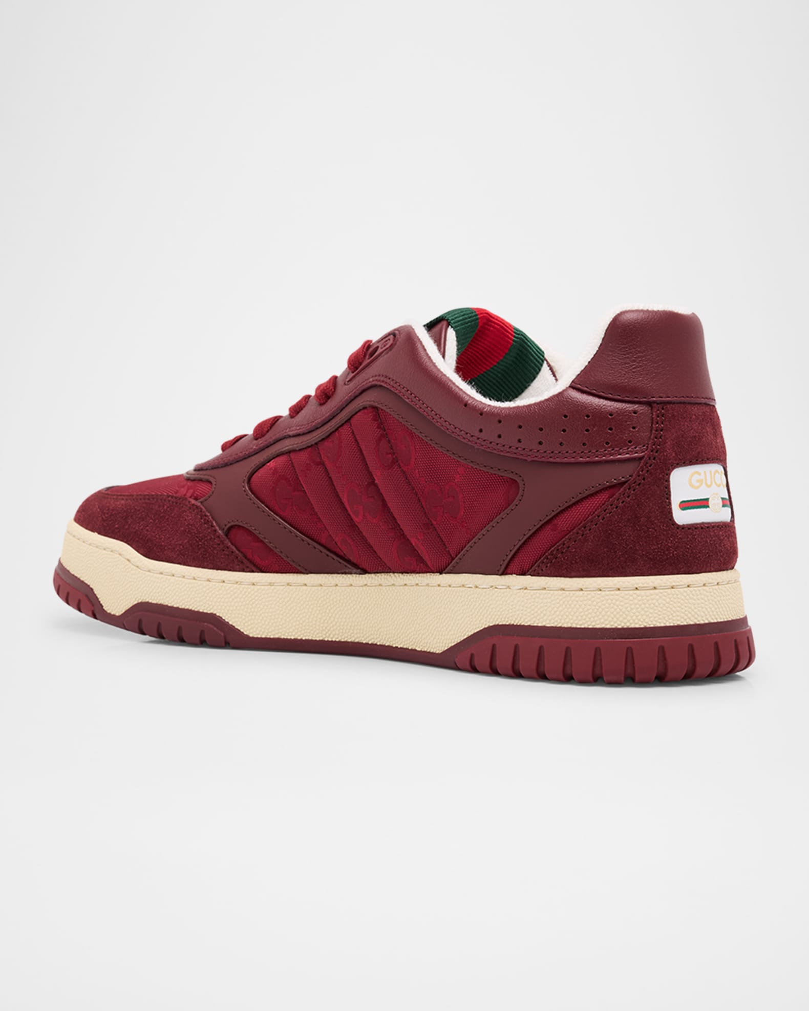 Men's GG Canvas and Leather Tongue-Web Fashion Sneakers
