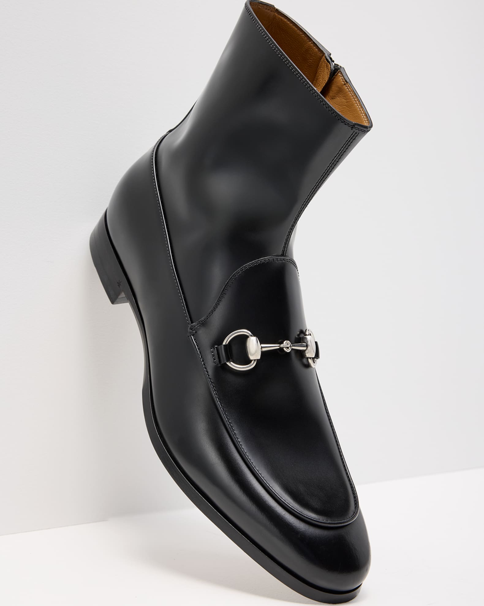 Gucci Men's Next Horsebit Leather Zip Booties | Neiman Marcus