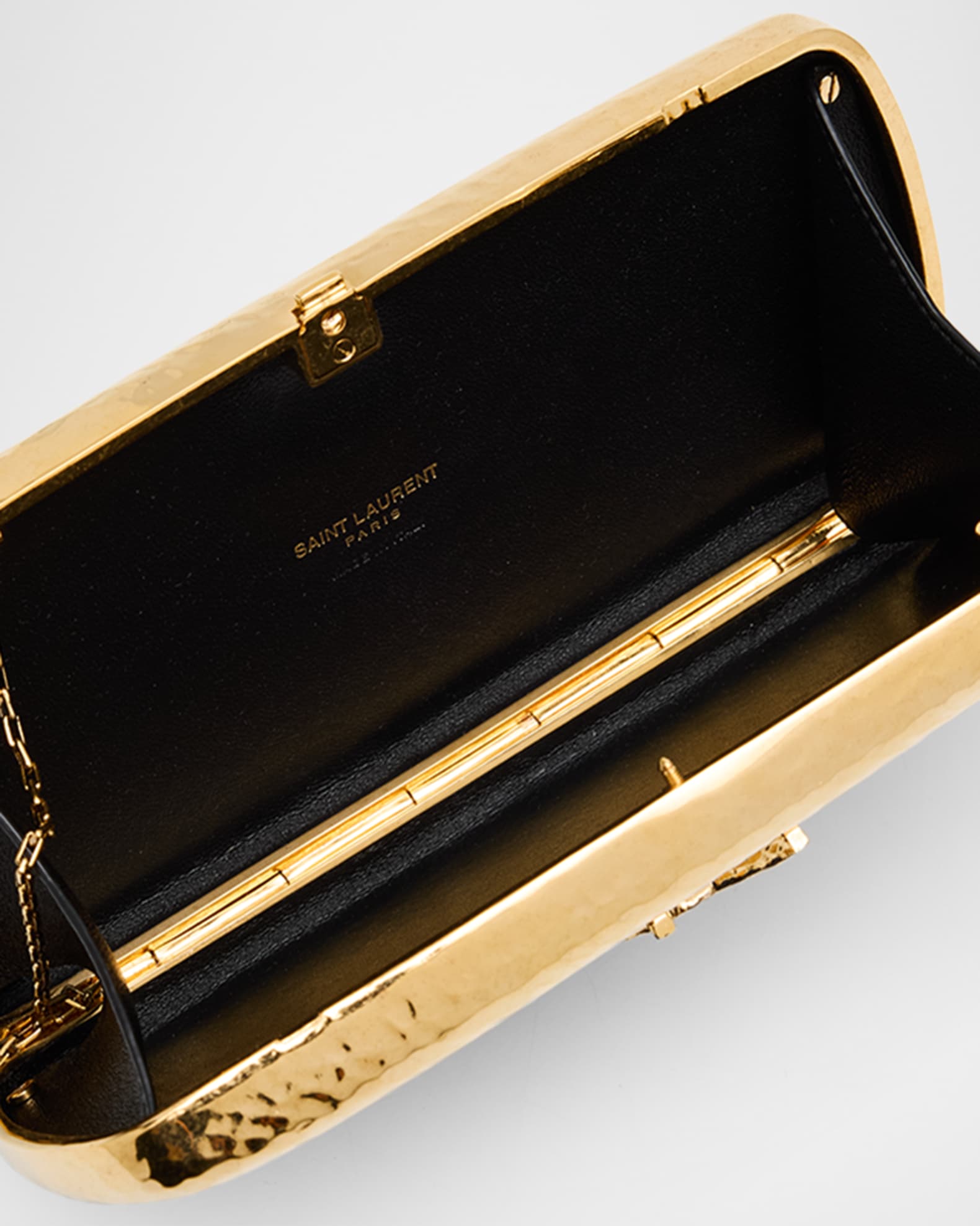 Saint Laurent Cassandre Martele YSL Clutch Bag in Hammered Metal