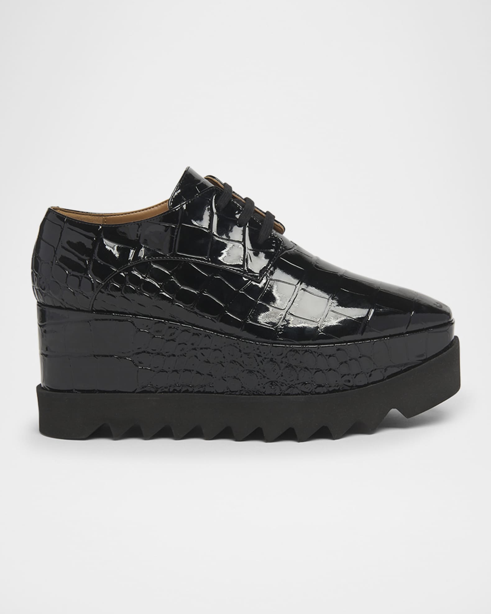 Stella McCartney Elyse Croc-Embossed Patent Platform Loafers