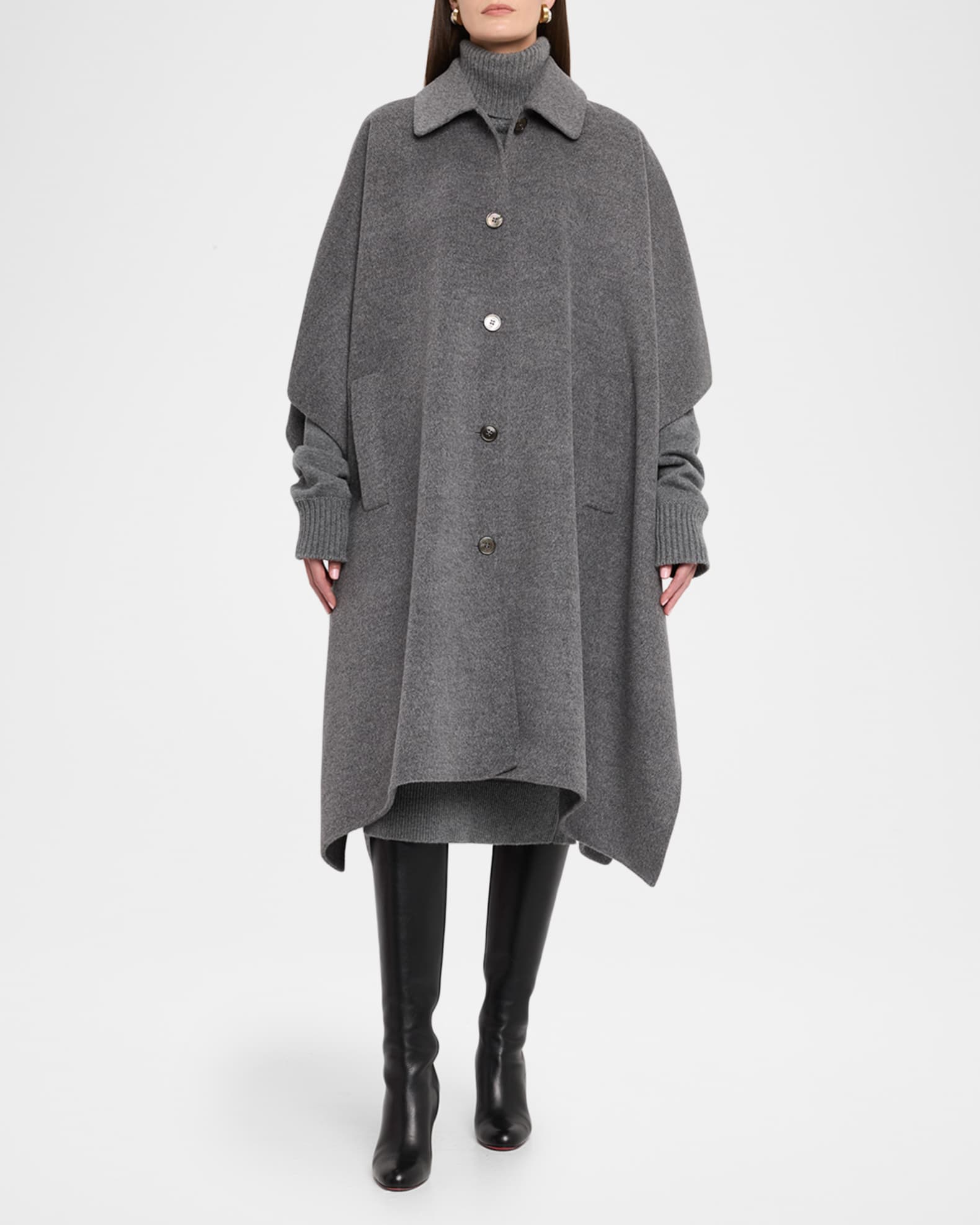 Michael Kors Collection Collared Wool Poncho Coat | Neiman Marcus