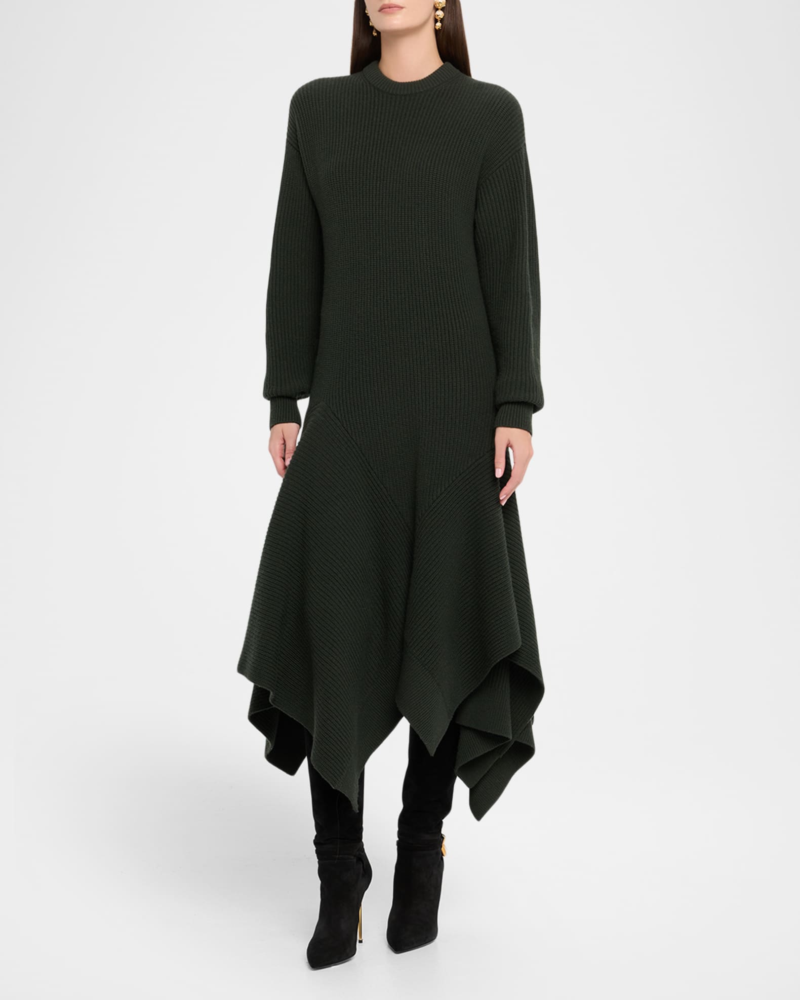 Michael Kors Collection Long-Sleeve Cashmere Asymmetric Midi