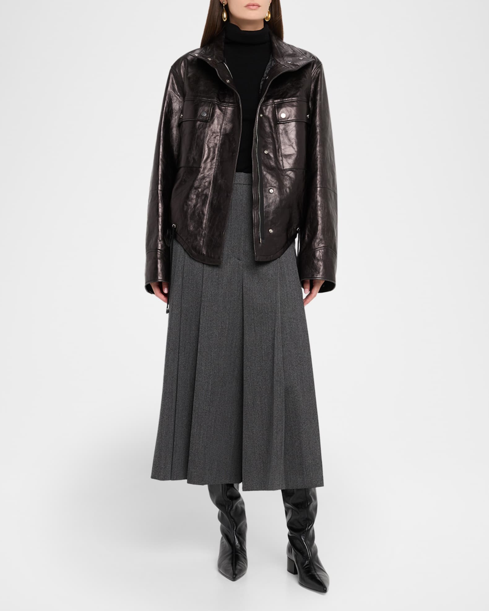 Michael Kors Collection Washed Leather Bomber Jacket | Neiman Marcus