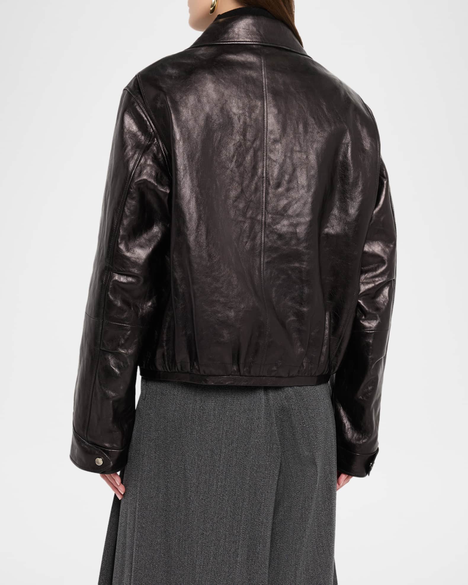 Michael Kors Collection Washed Leather Bomber Jacket | Neiman Marcus