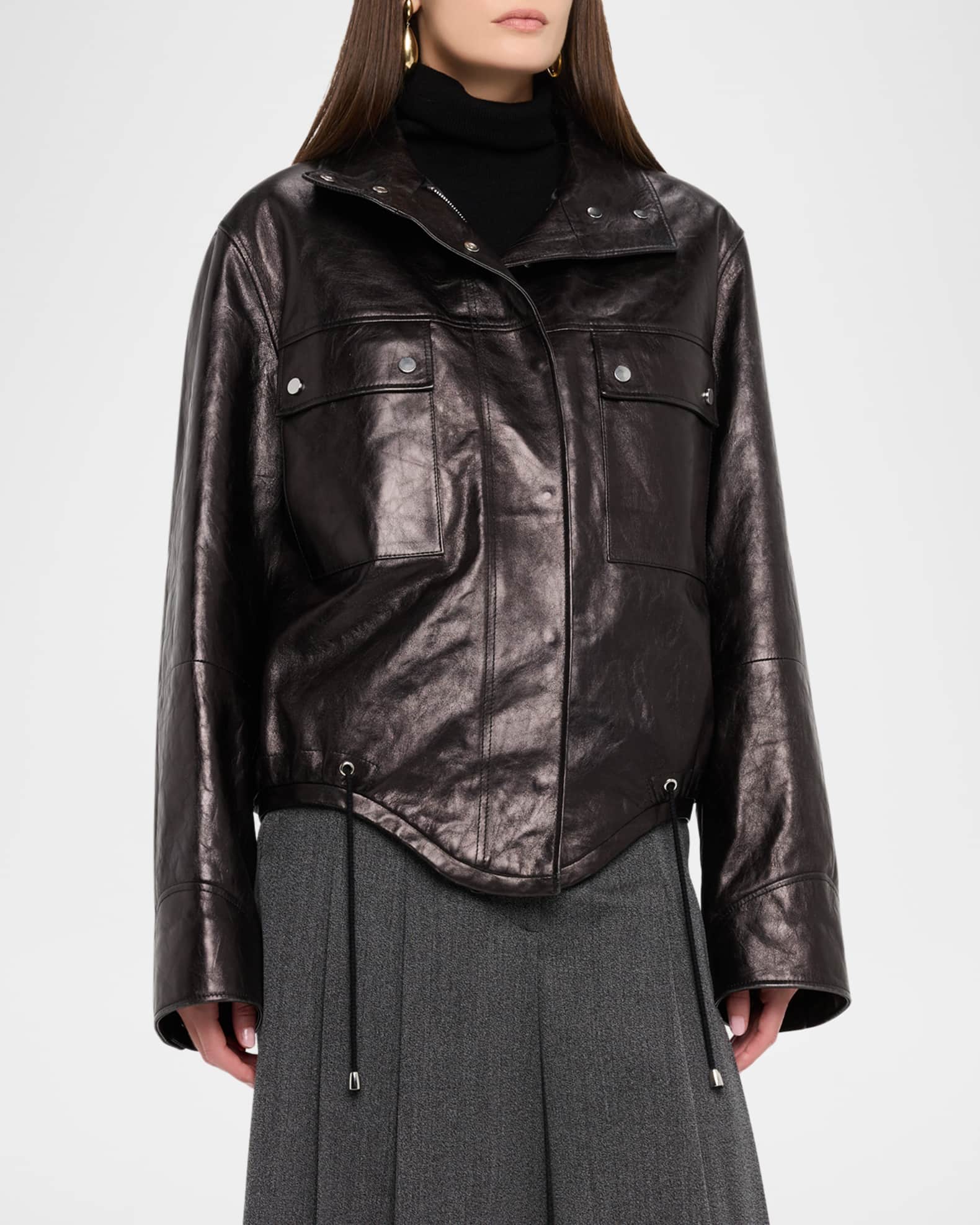 Michael Kors Collection Washed Leather Bomber Jacket | Neiman Marcus