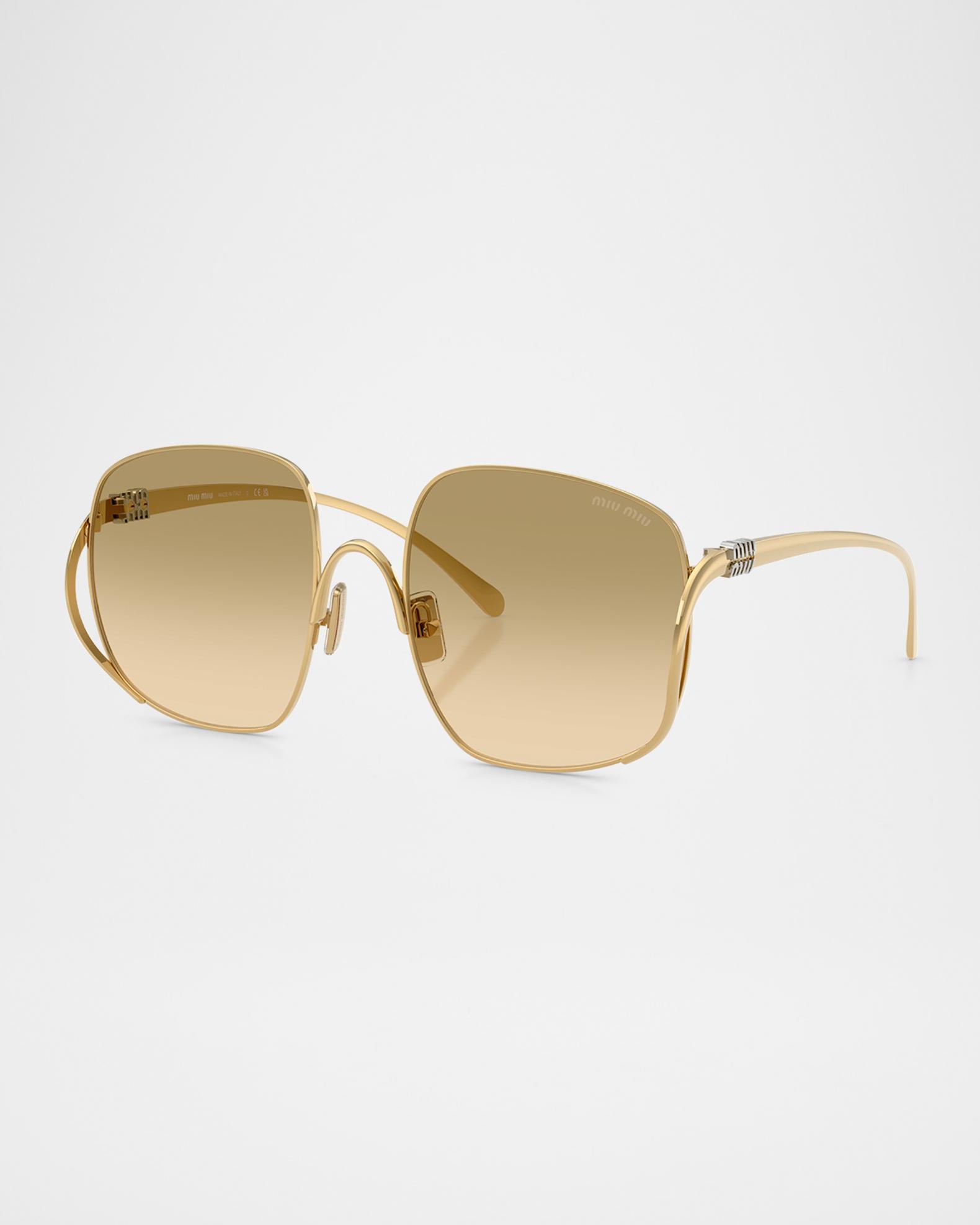 Miu Miu MU A57S Metal Square Sunglasses | Neiman Marcus display picture 1