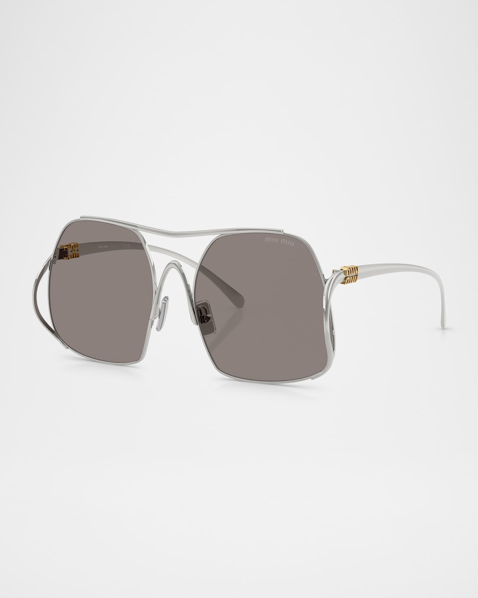 미루ページ Miu Miu MU A55S Steel Square Sunglasses | Neiman Marcus