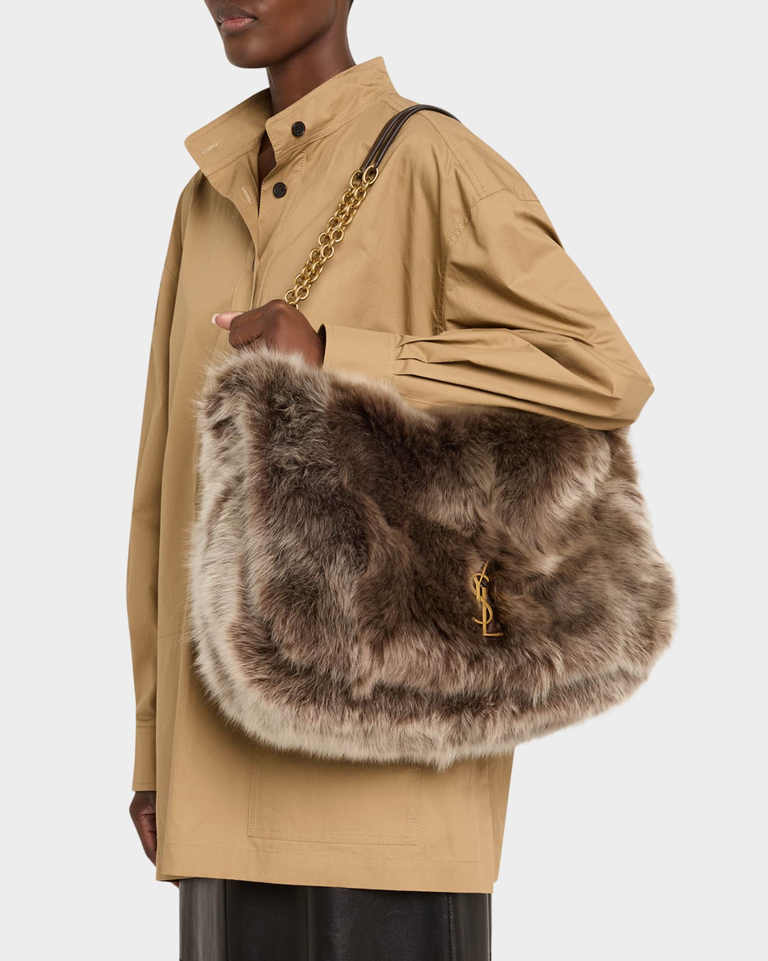 Jamie 4.3 Large YSL Shearling Shoulder Bag 1