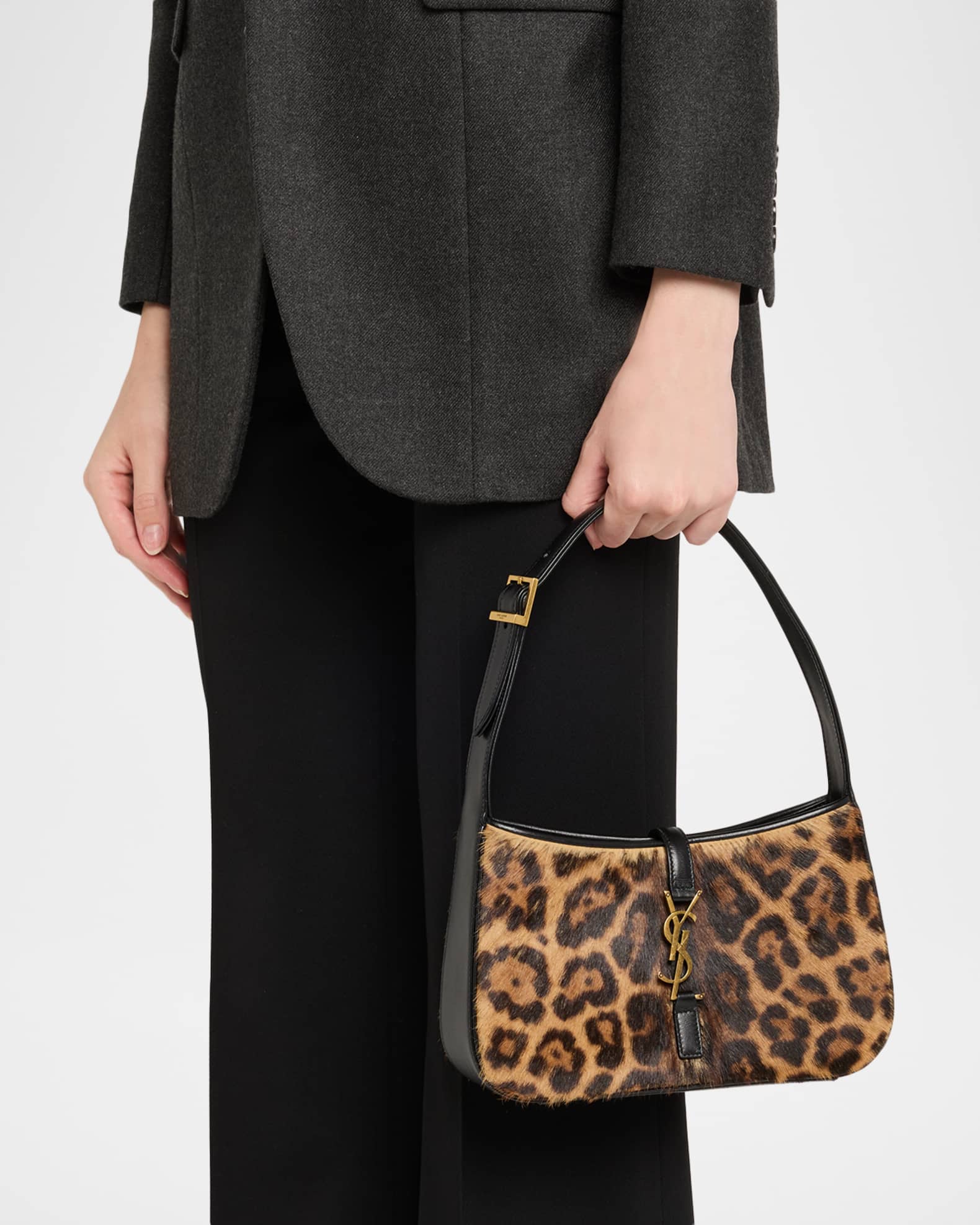 Saint Laurent Le 5 A 7 Shoulder Bag in Leopard-Print Calf