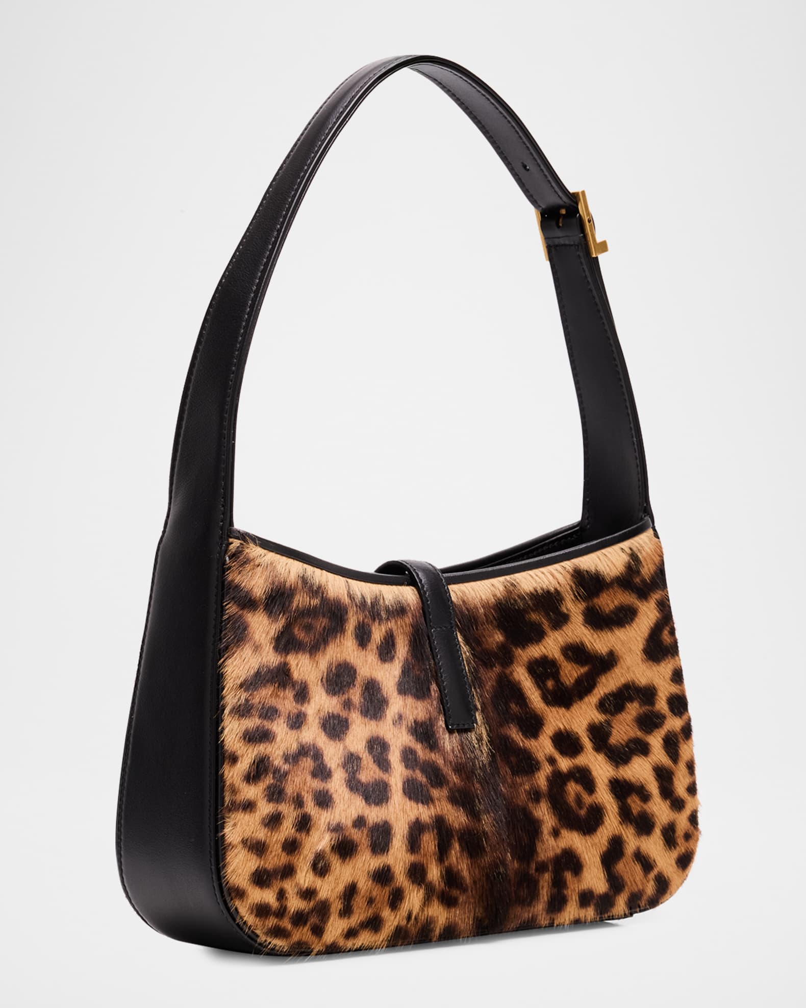 Saint Laurent Le 5 A 7 Shoulder Bag in Leopard-Print Calf