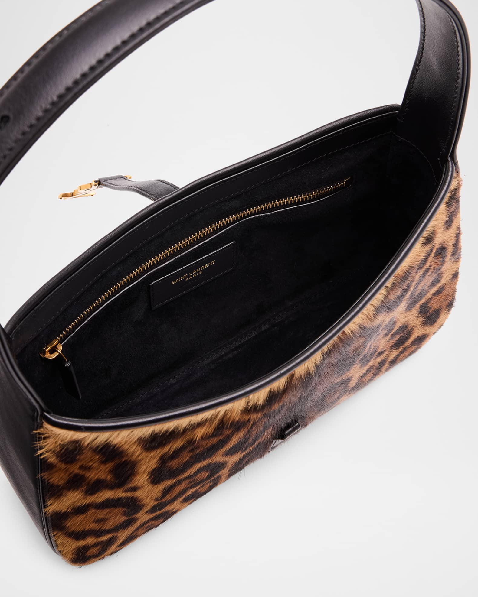 Saint Laurent Le 5 A 7 Shoulder Bag in Leopard-Print Calf Hair