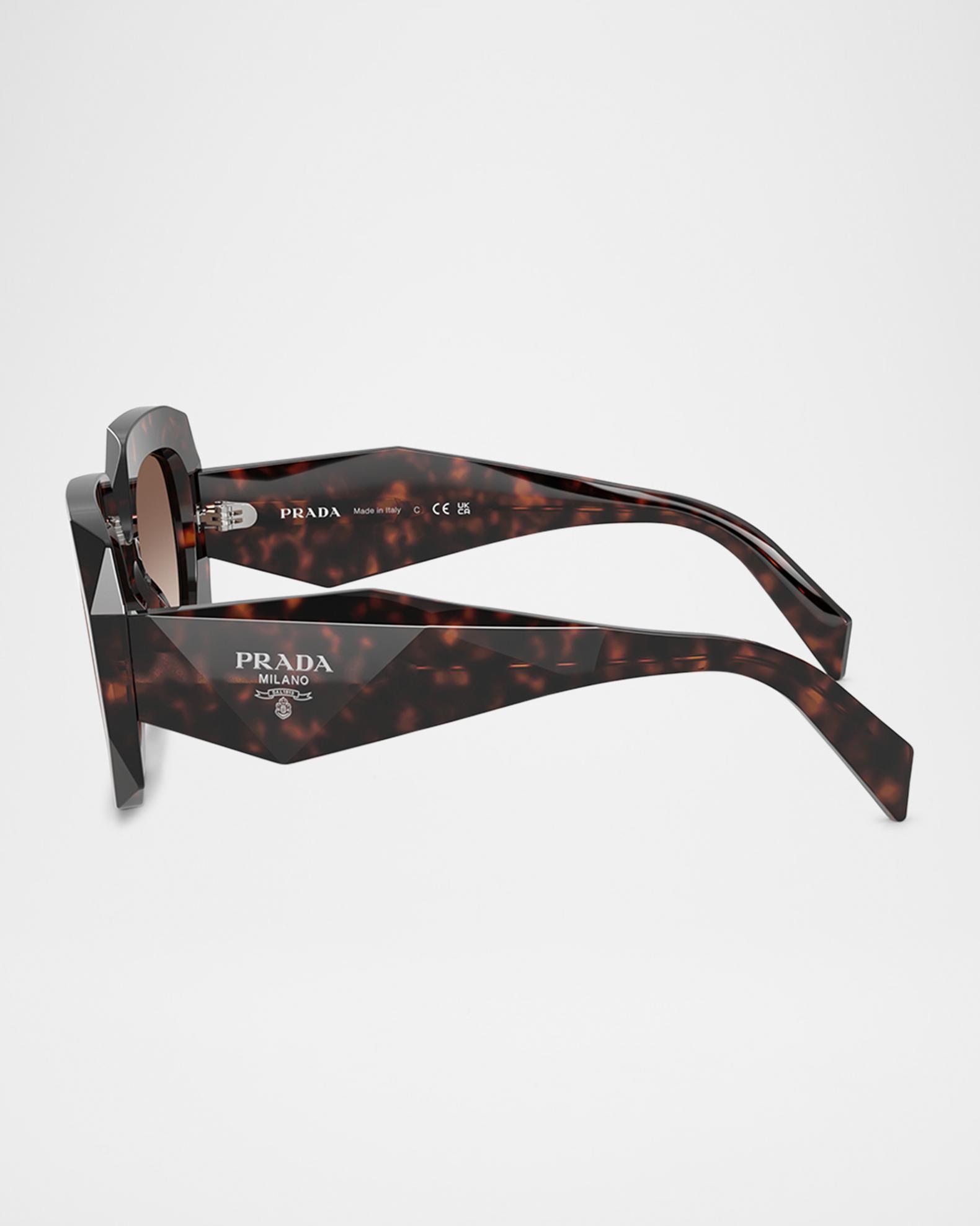 New PRADA Sunglasses Brown Root Tortoise Silver Symbole Logo Square Oversized Prada Symbole 49MM Rectangle Sunglasses | Saks Fifth Avenue main image 4