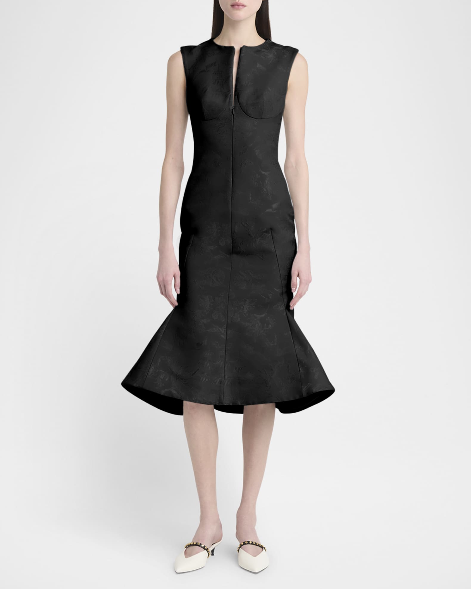 Jacquard Flared-Hem Evening Dress  1