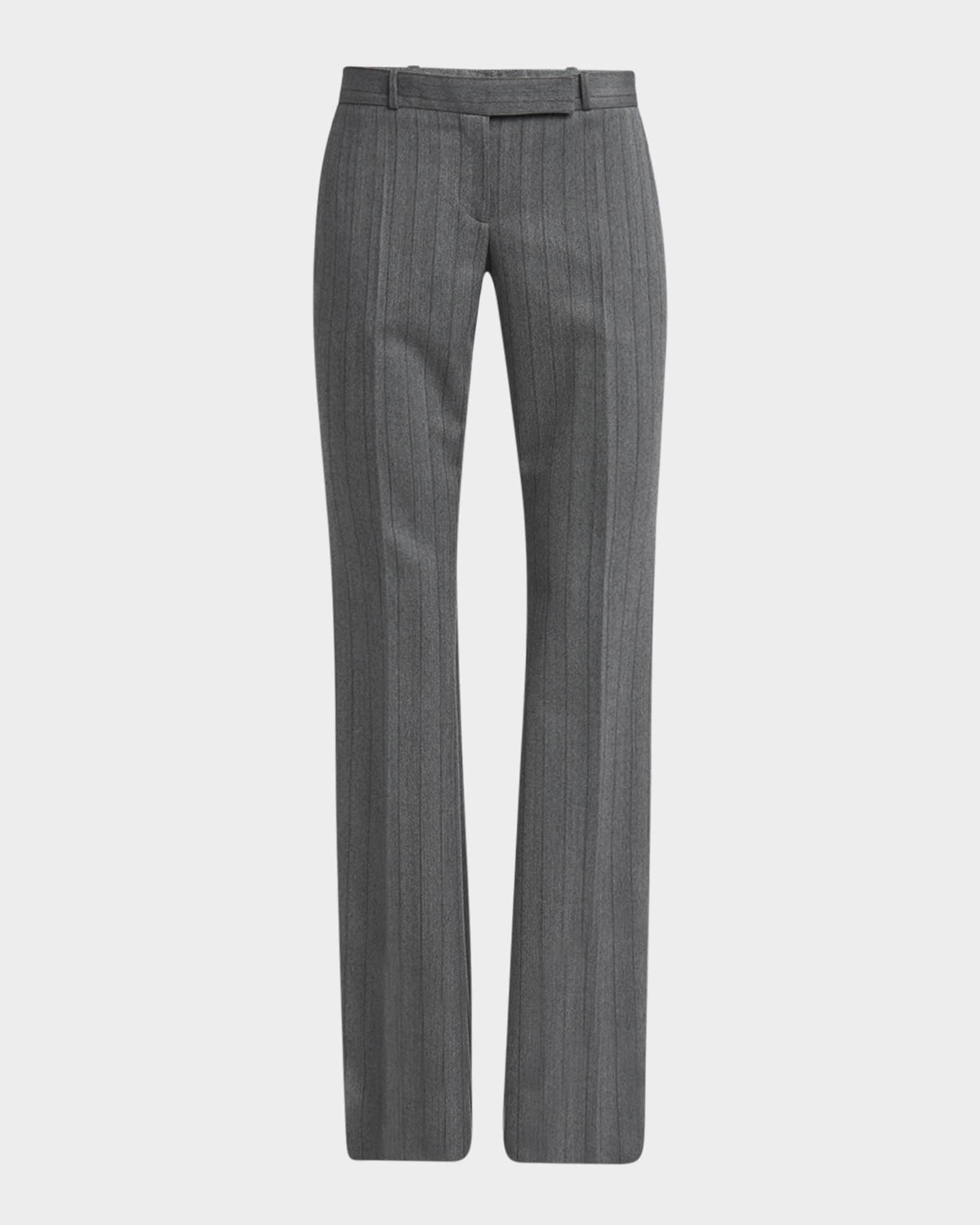 Herringbone Wool Flare Trousers 0