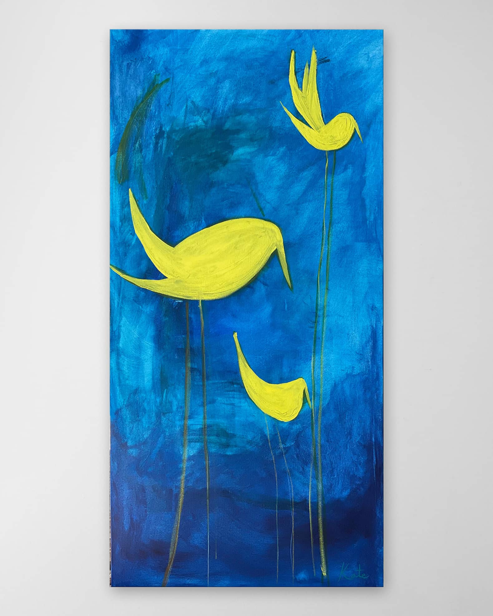 "Yellow Birdy" Hand-Embellished Giclee by Kate Baldock 0