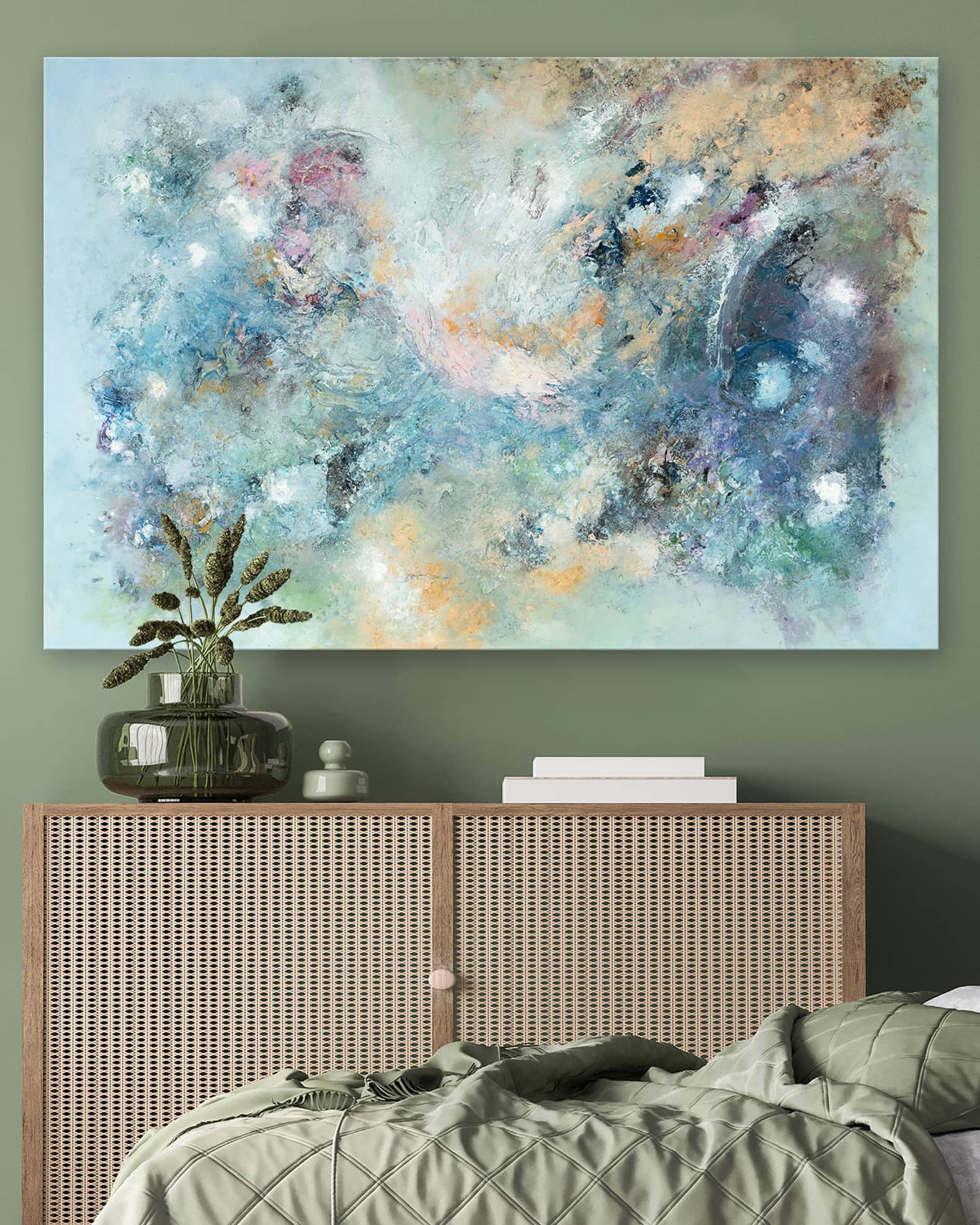 "Blue Abstract" Hand-Embellished Giclee by Lara Brooke 1