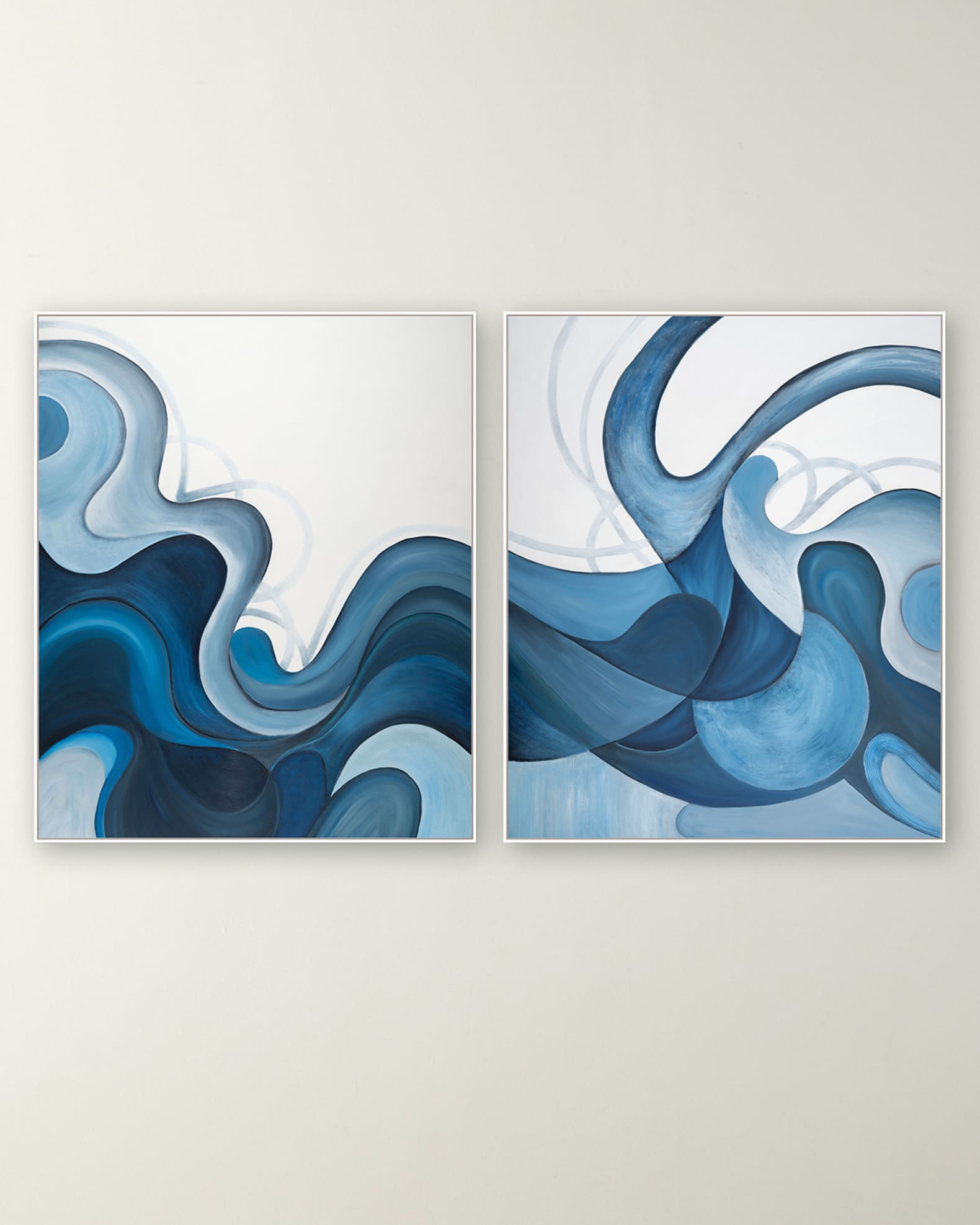 "Azure Drift" Hand-Embellished Giclee Diptych by H. Scott 0