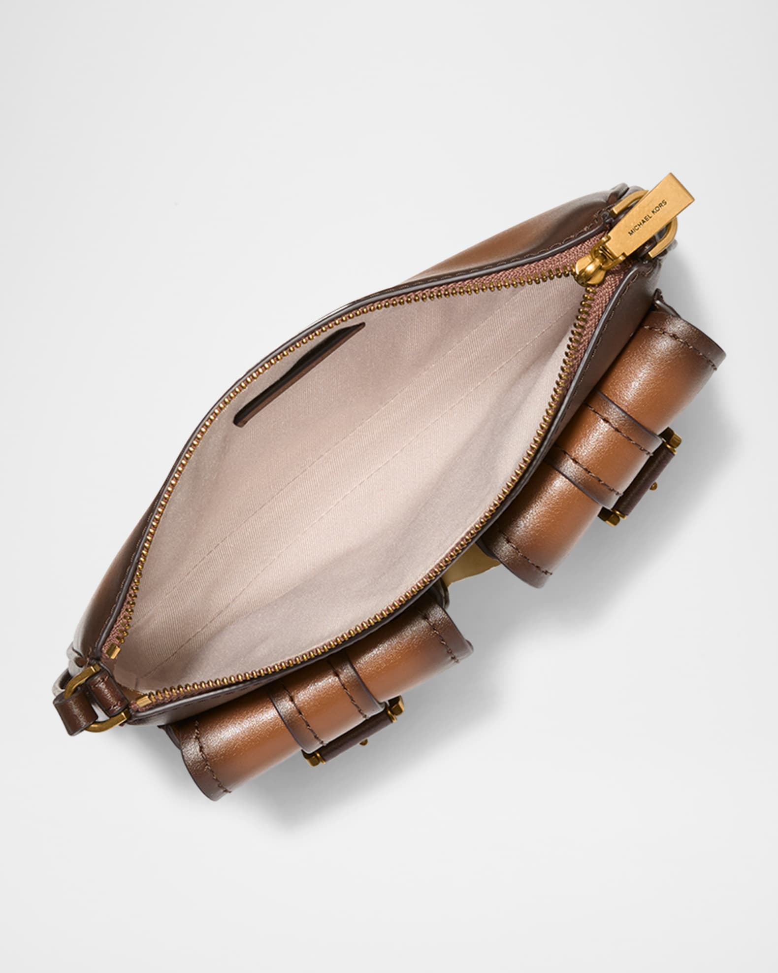 MICHAEL Michael Kors Zoe Small Burnished Leather Pochette Shoulder