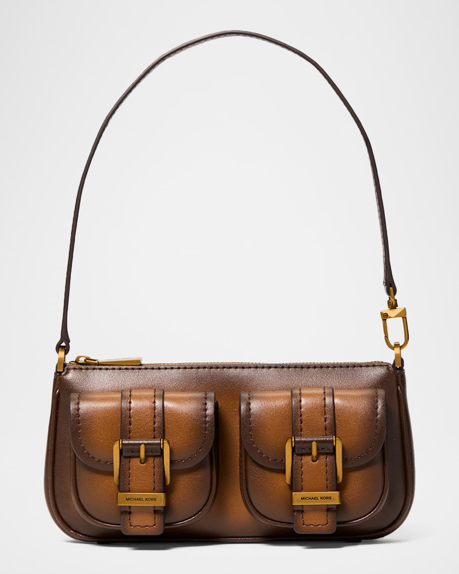 MICHAEL Michael Kors Zoe Small Burnished Leather Pochette Shoulder