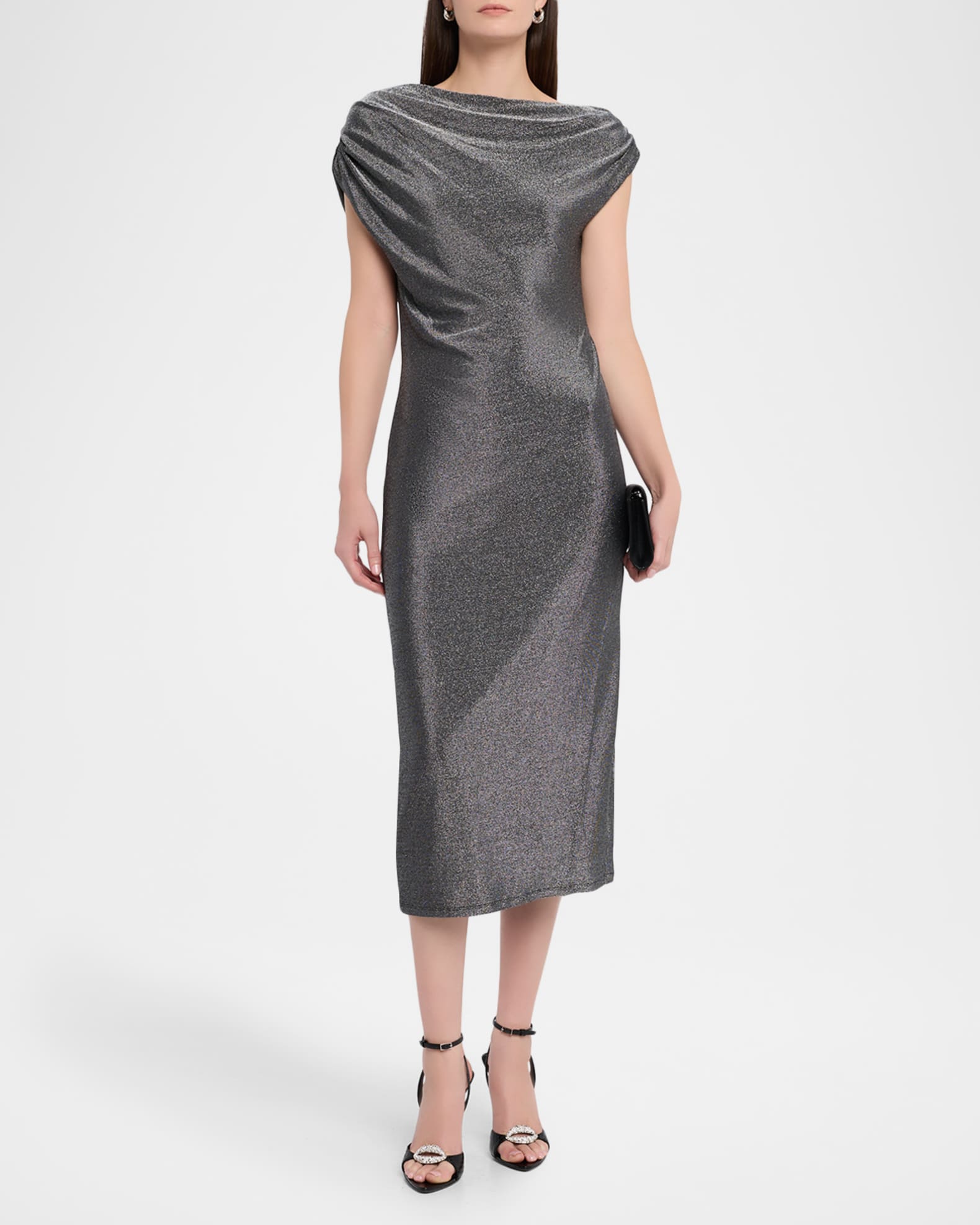 Ramy Brook Women's Chet Rocker Metallic One-Shoulder Maxi Dress - Gray - Maxi Dresses