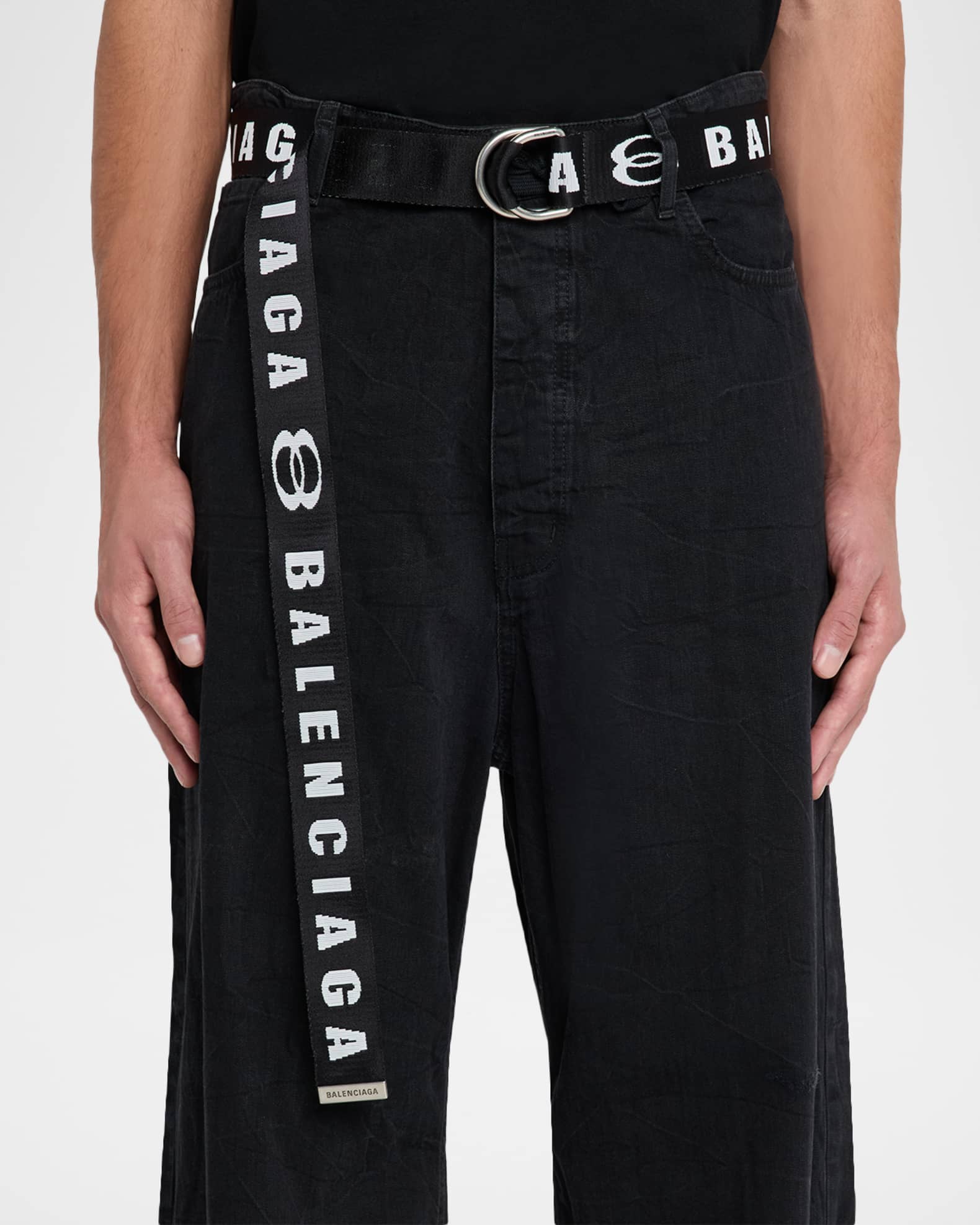 Balenciaga Men's Unity Sports Icon Logo D-Ring Belt | Neiman