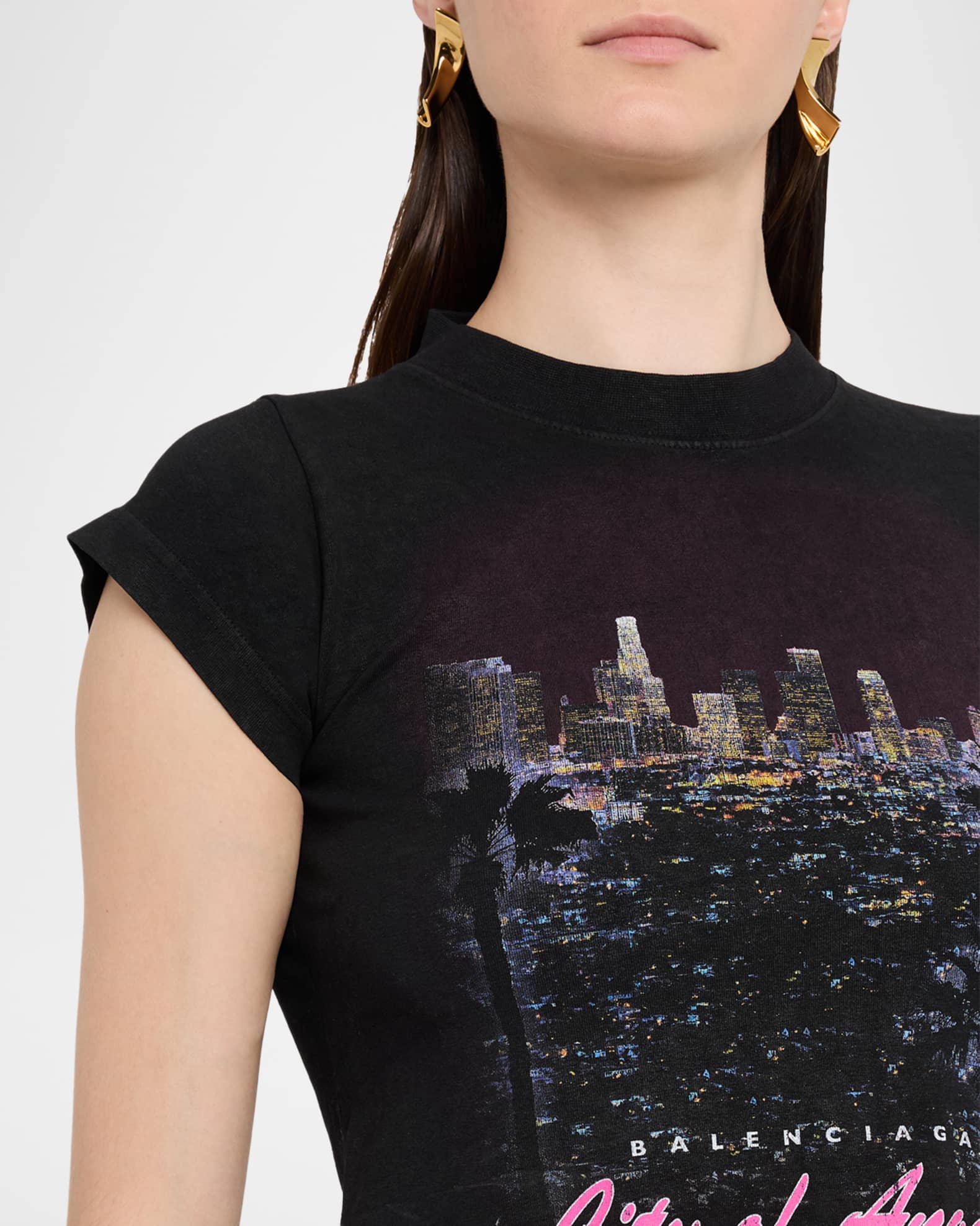 Balenciaga City Of Angels Shrunken T-Shirt | Neiman Marcus
