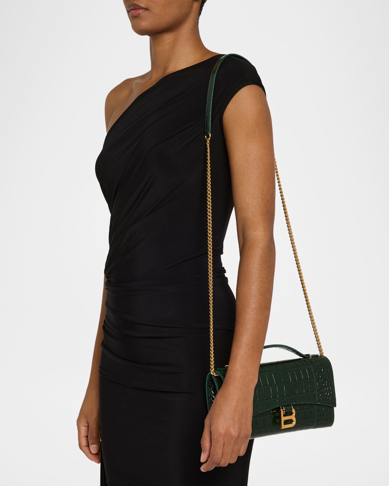 ギフト♪【国内発送★BALENCIAGA】HOURGLASS EARPODSホルダー Women's Hourglass Pochette With Chain in Dark Burgundy