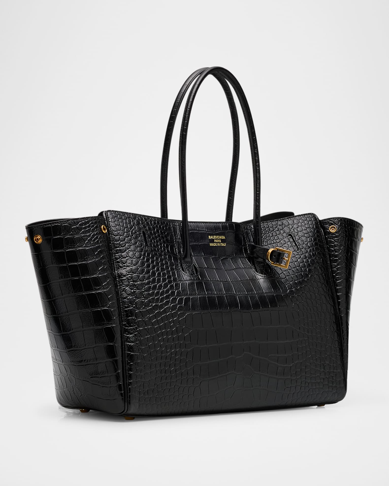 Balenciaga Bel Air Medium Croc-Embossed Leather Tote Bag | Neiman