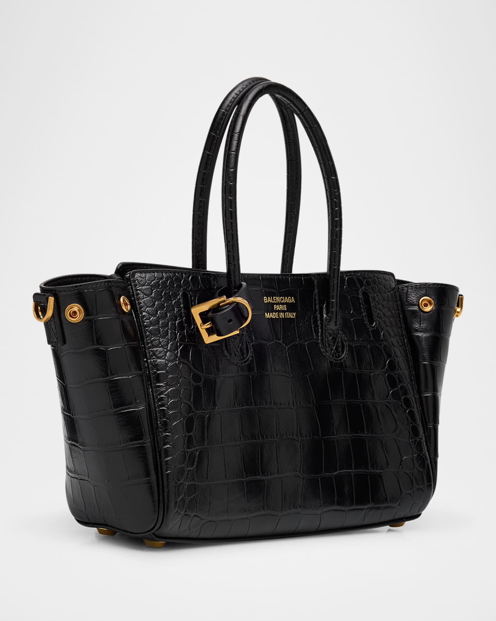 Balenciaga Bel Air Mini Croc-Embossed Leather Tote Bag | Neiman Marcus